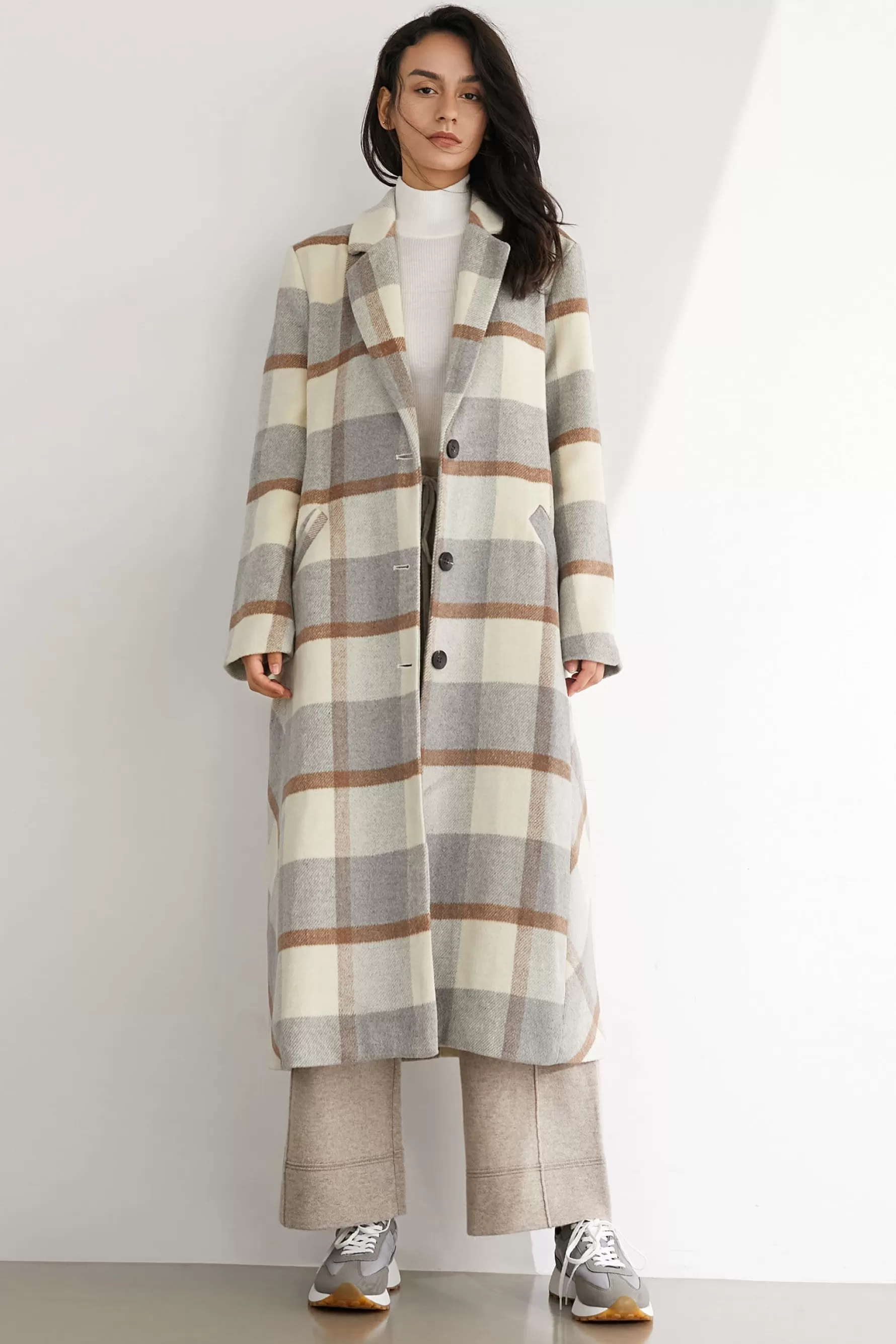 Jingus Alaine Plaid Oversized Trench Coat-J.ING