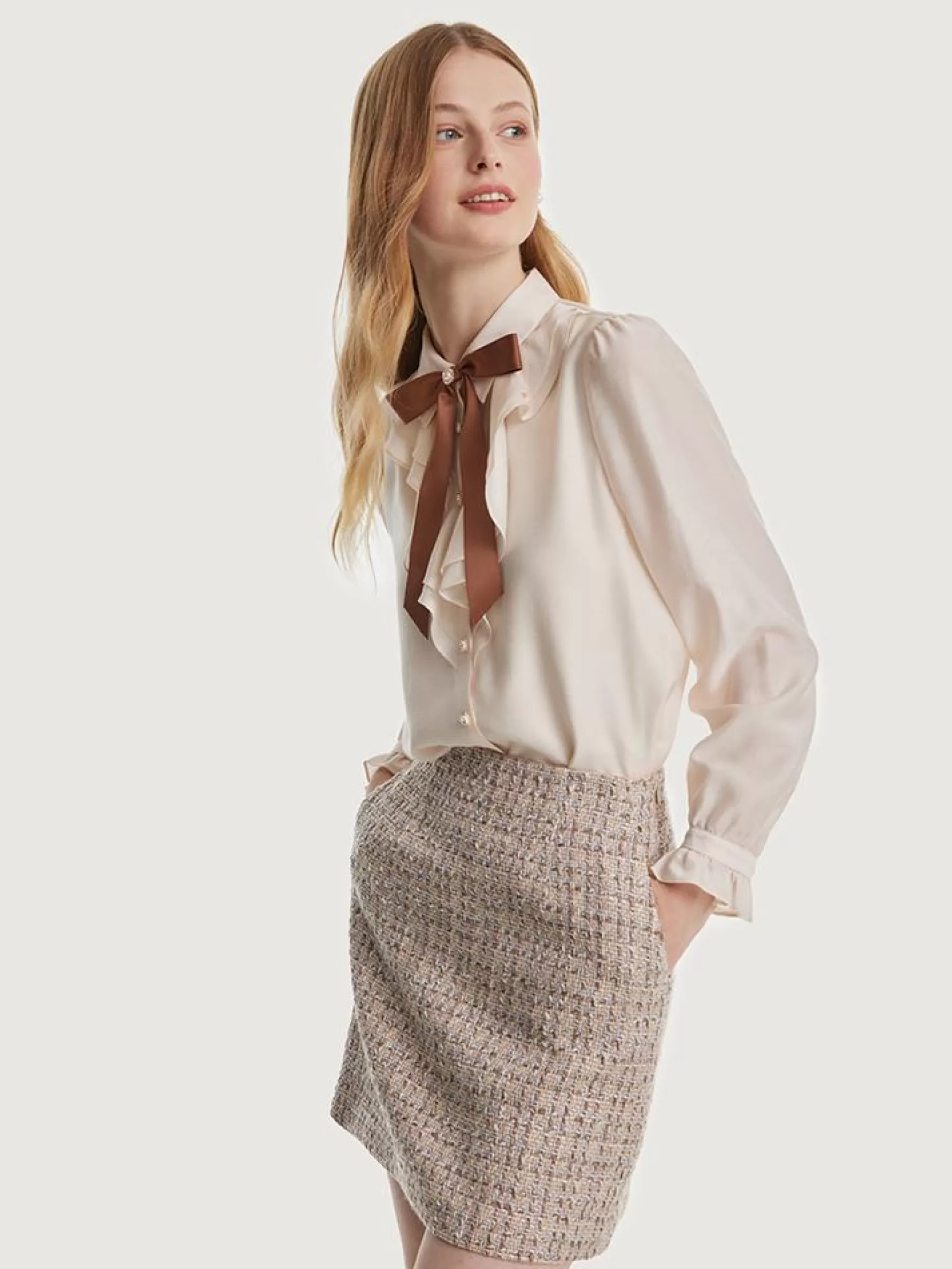 Jingus A-ine Tweed Mini Skirt-J.ING