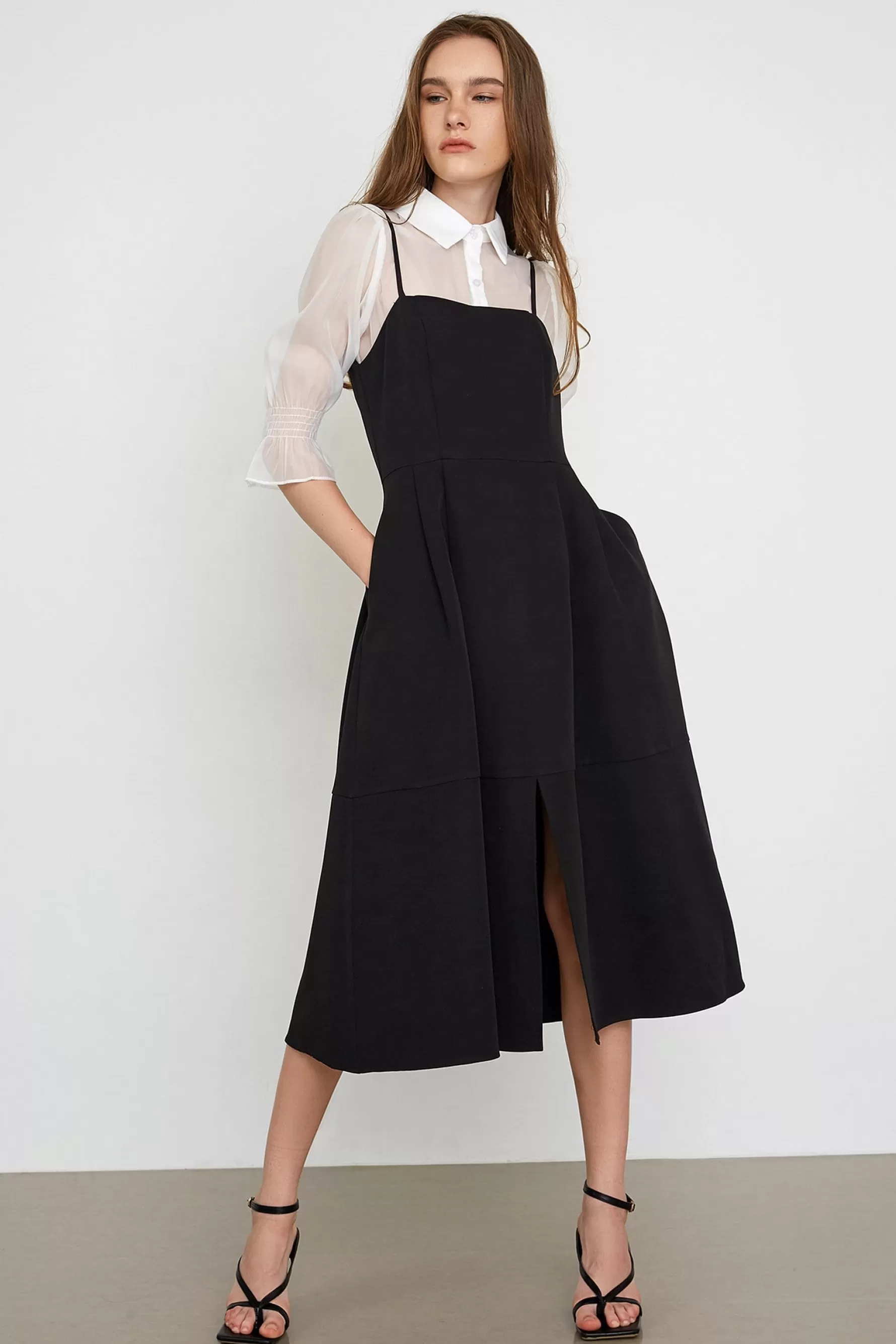 Jingus Astraea Slit Hem Midi Dress-J.ING