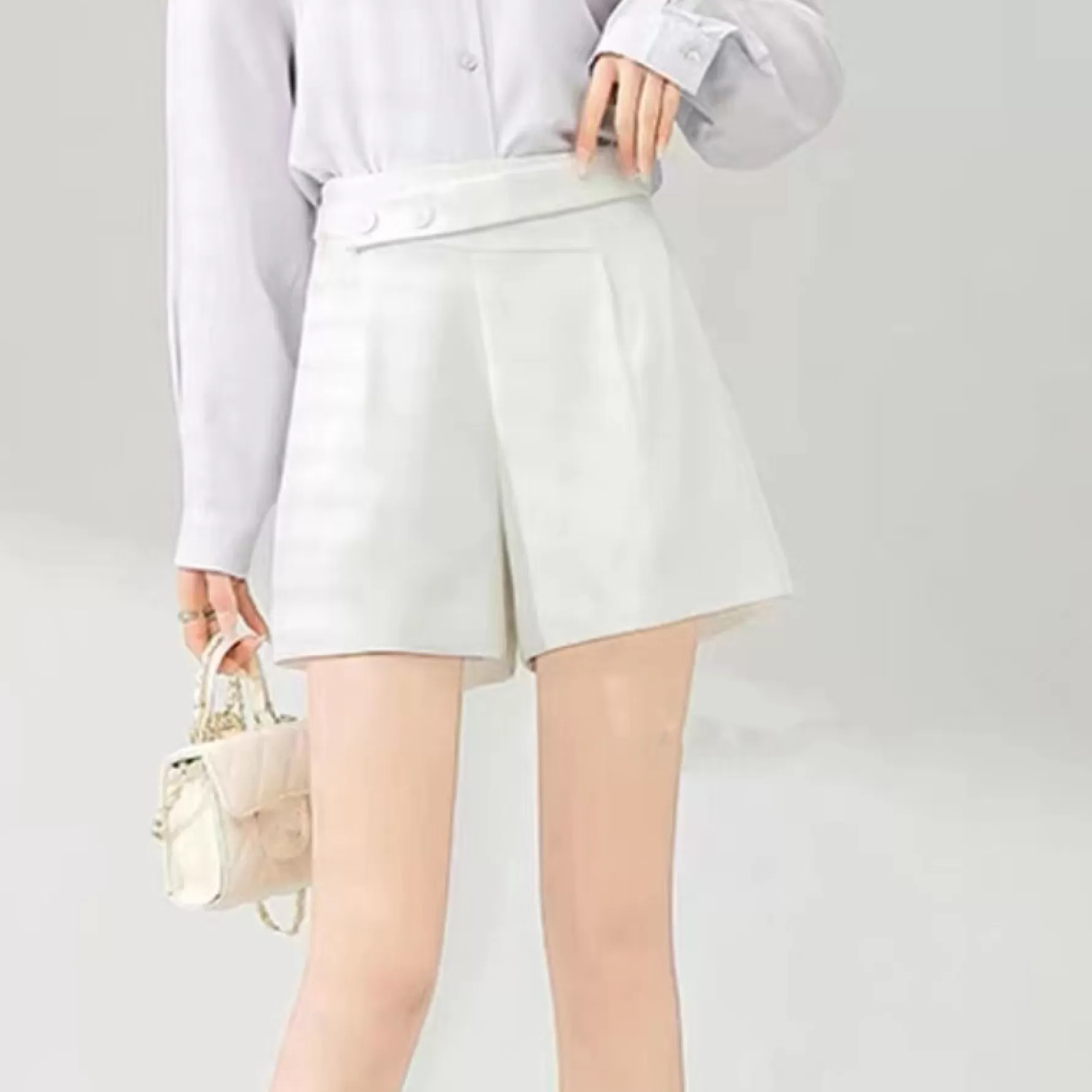 Jingus Asymmetric Waist High Rise Shorts-J.ING