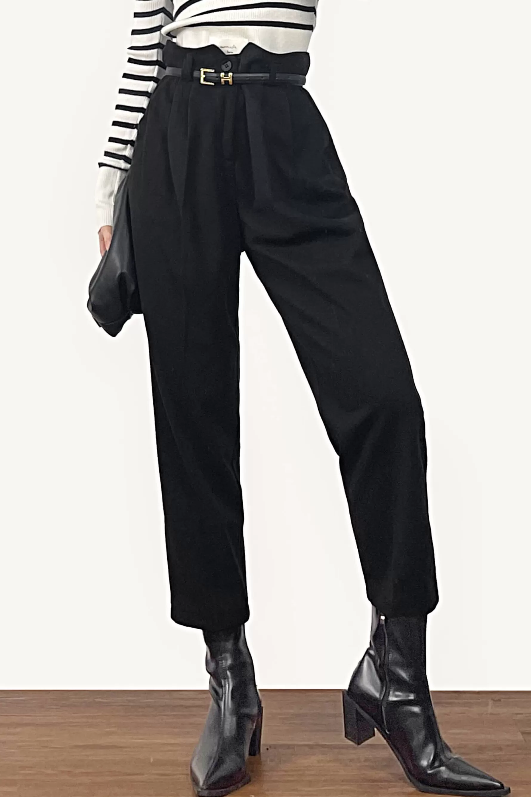 Jingus Belted Tapered Work Pants-J.ING