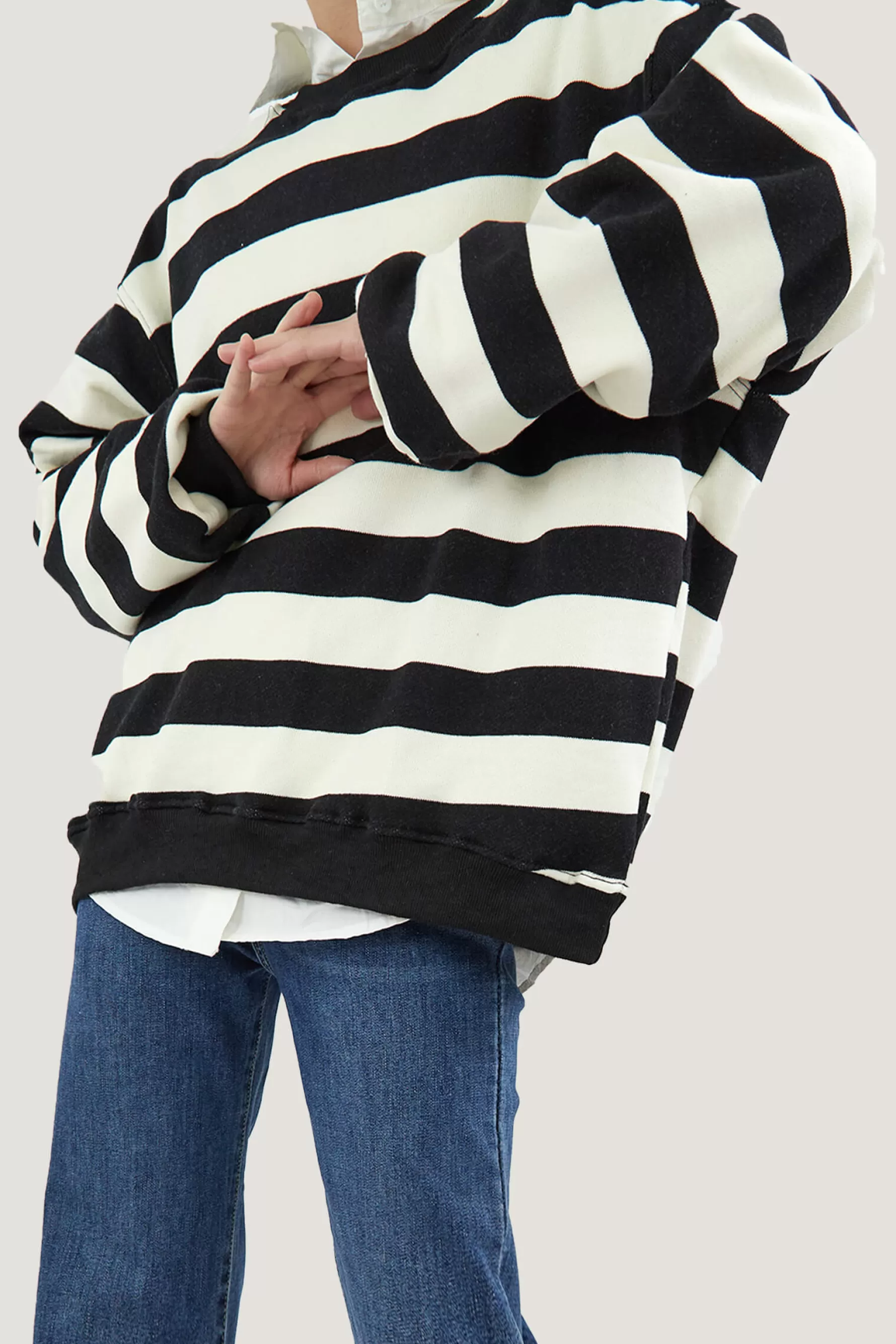 Jingus Comfort Striped Pullover Sweatshirts-J.ING