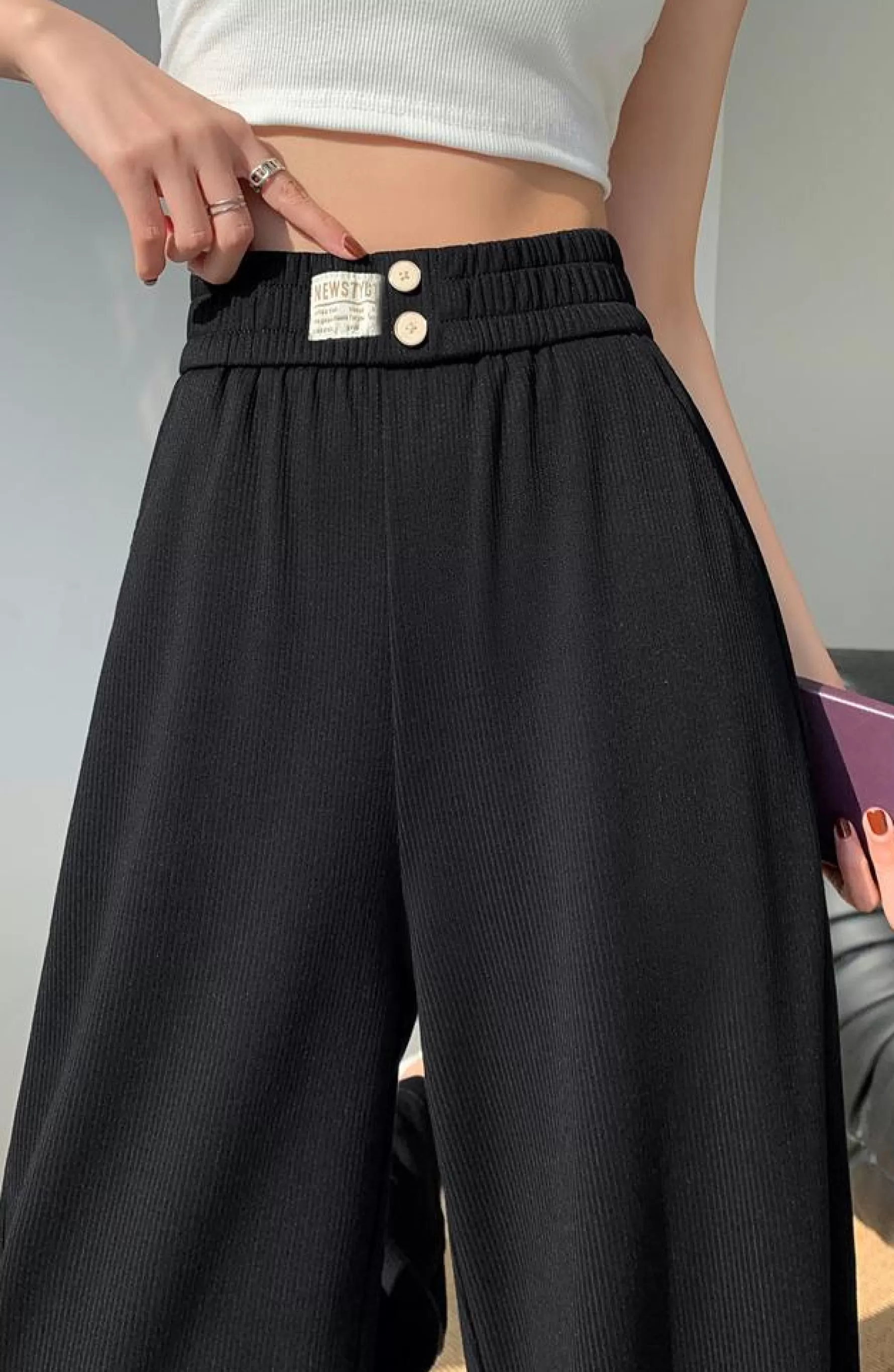 Jingus High-Waisted Straight Slacks-J.ING