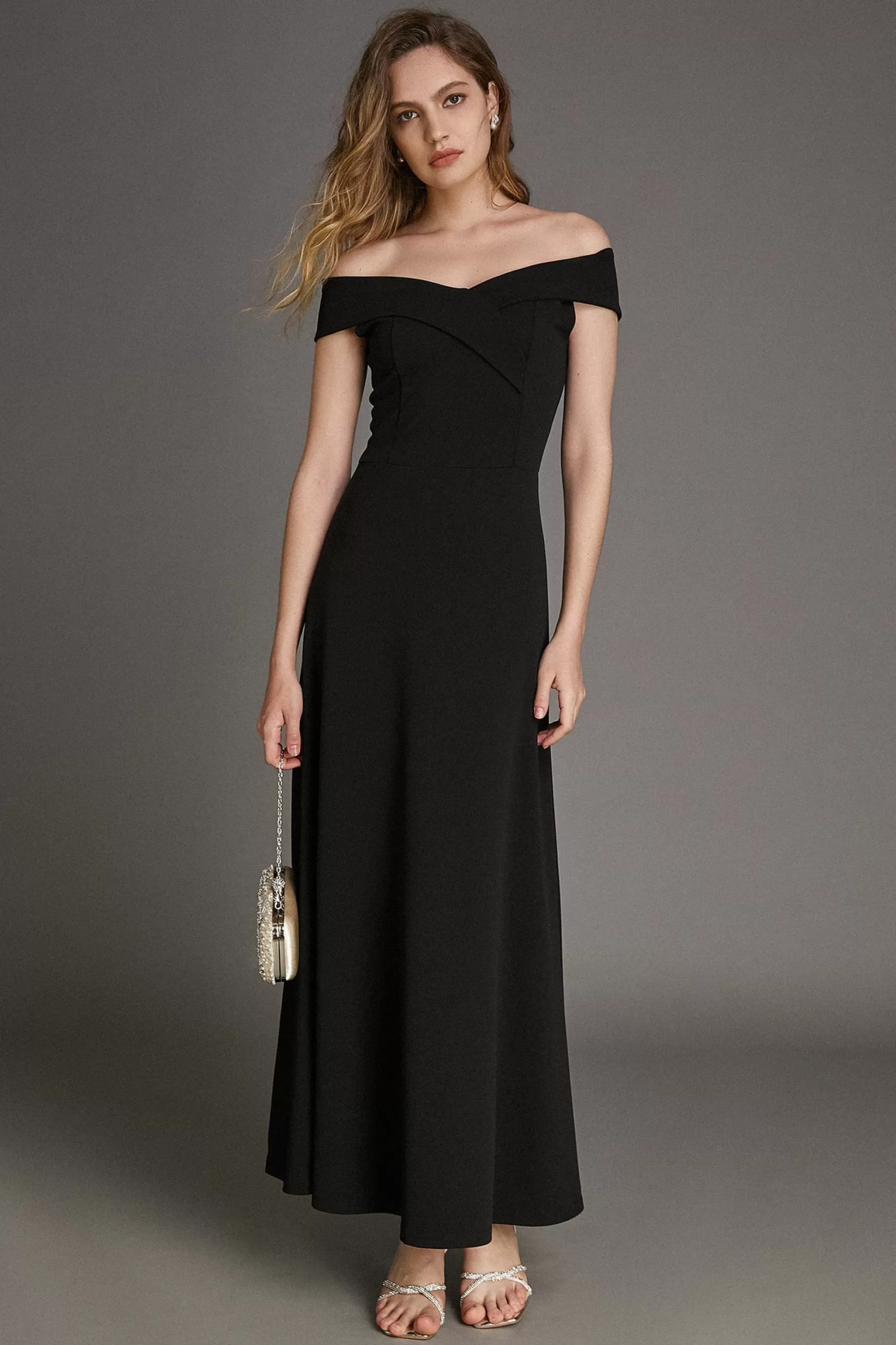 Jingus Off-the-Shoulder A-line Maxi Dress-J.ING