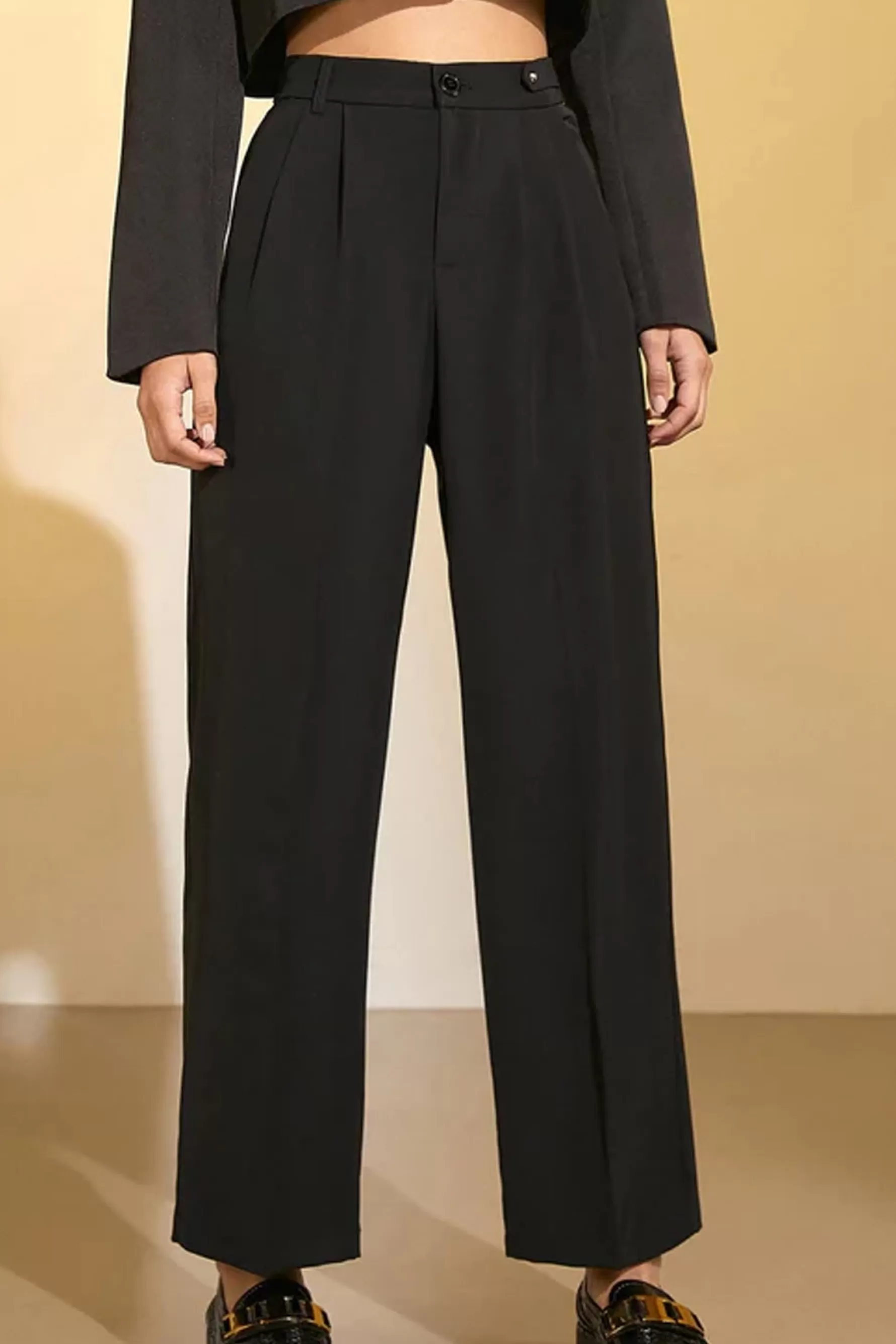 Jingus Pleated-Detail High-Rise Suit Pants-J.ING