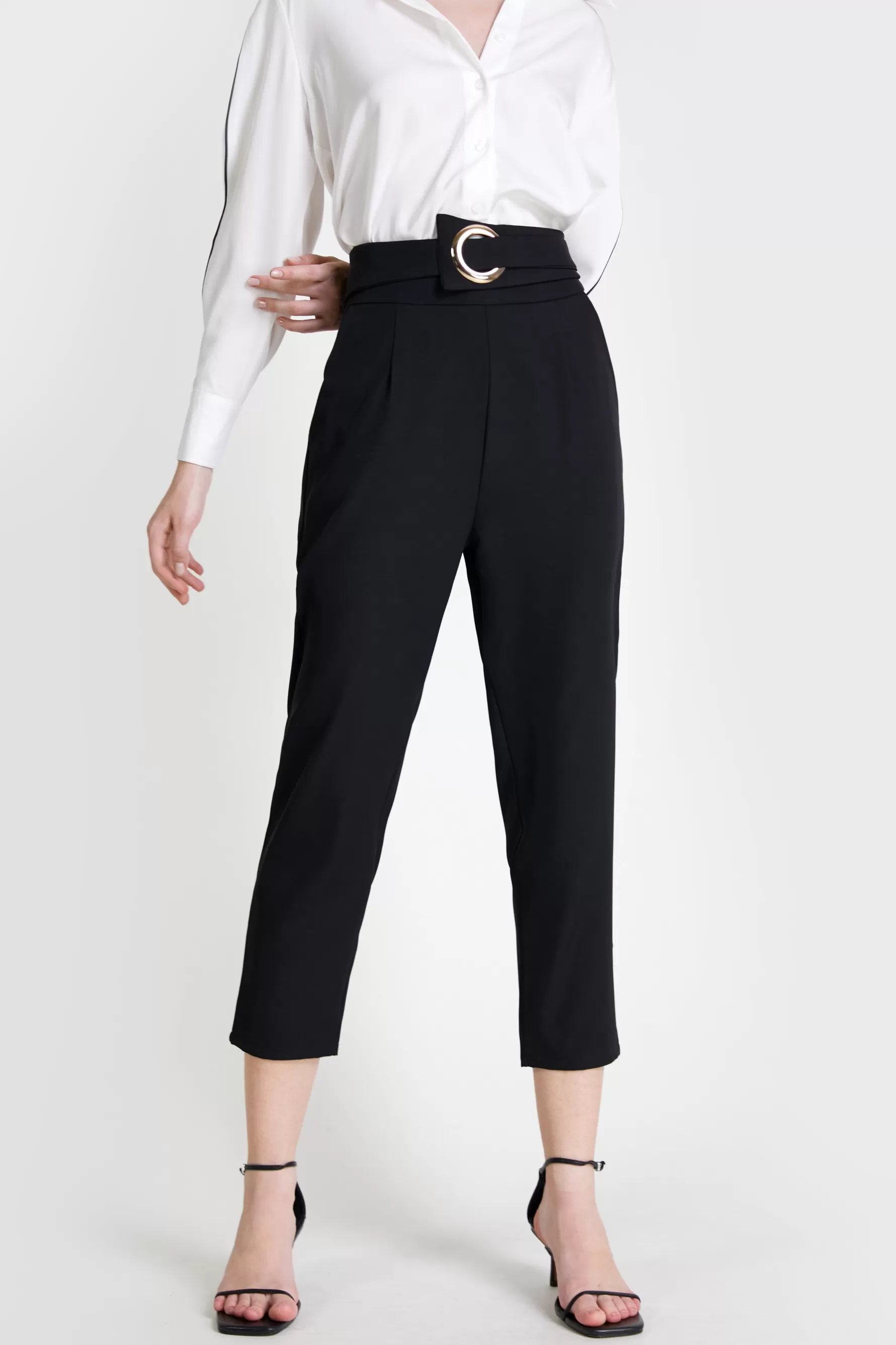 Jingus Ring Detail Straight Leg Suit Pants-J.ING