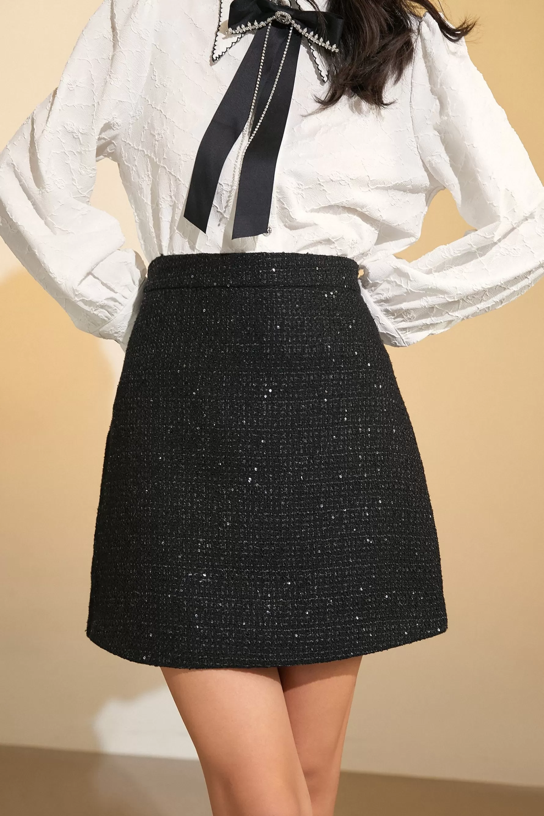 Jingus Shimmer Tweed Skirt-J.ING