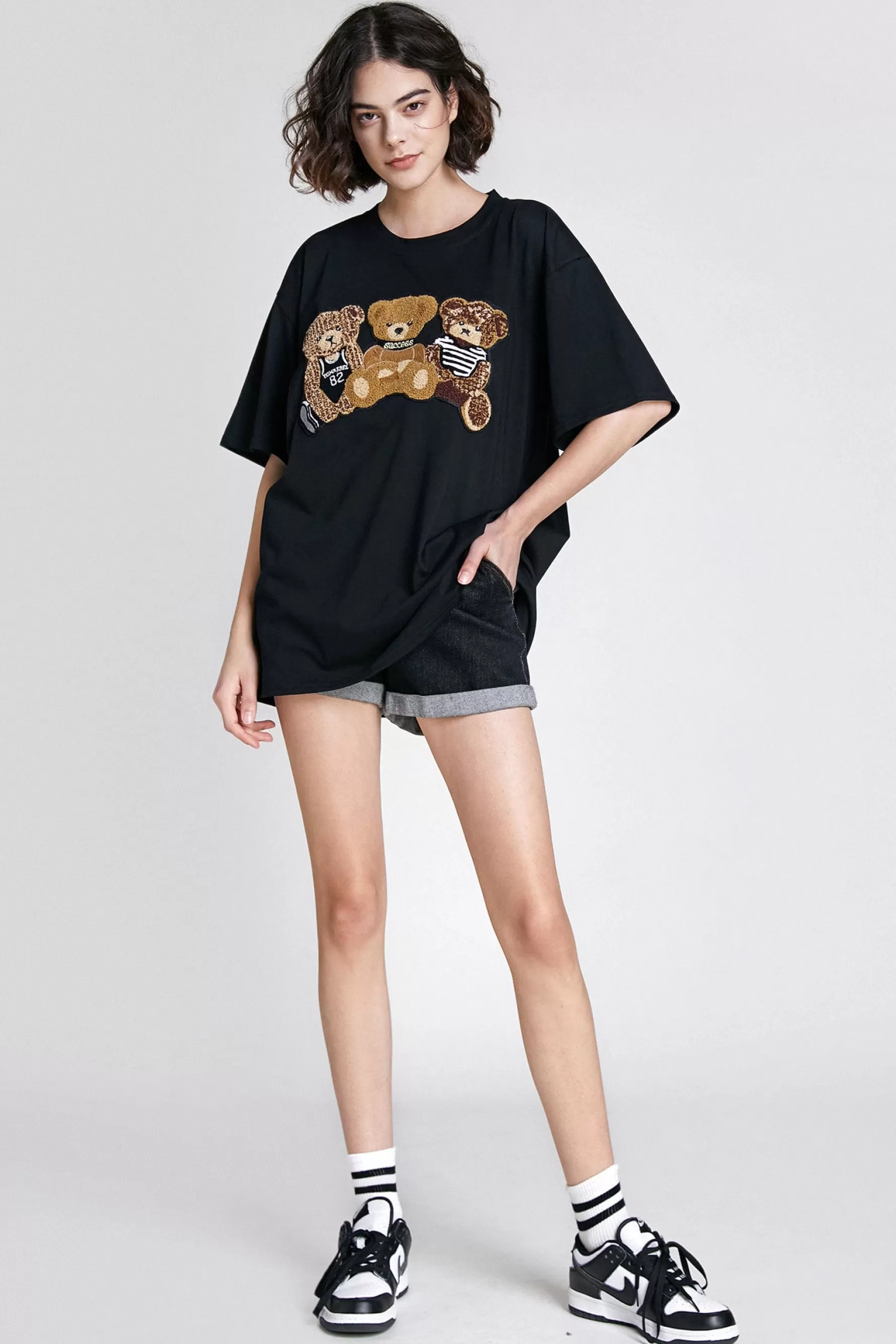 Jingus Teddy Bear Embroidered T-Shirt-J.ING