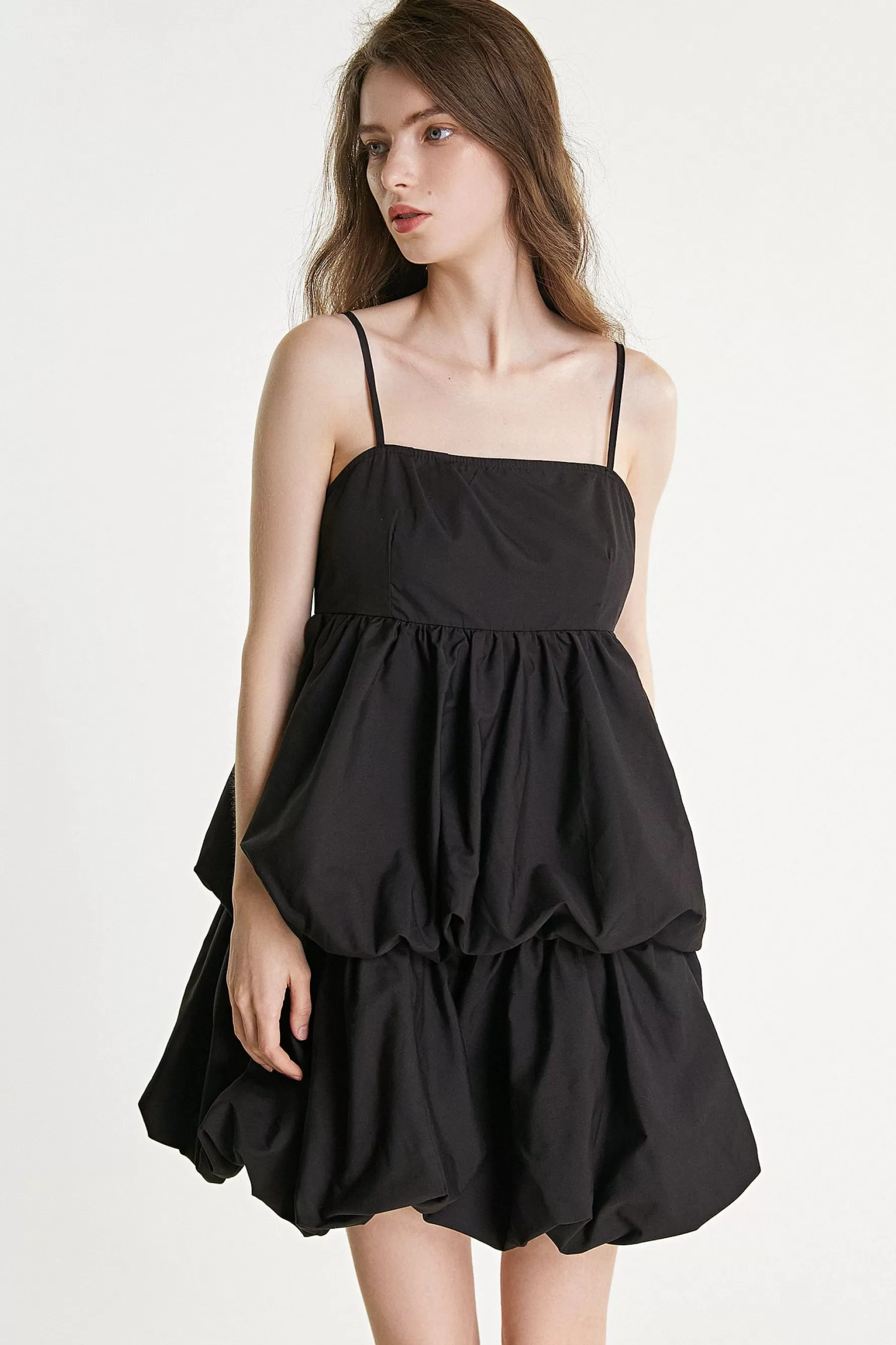 Jingus Tiered Puffball Mini Dress-J.ING