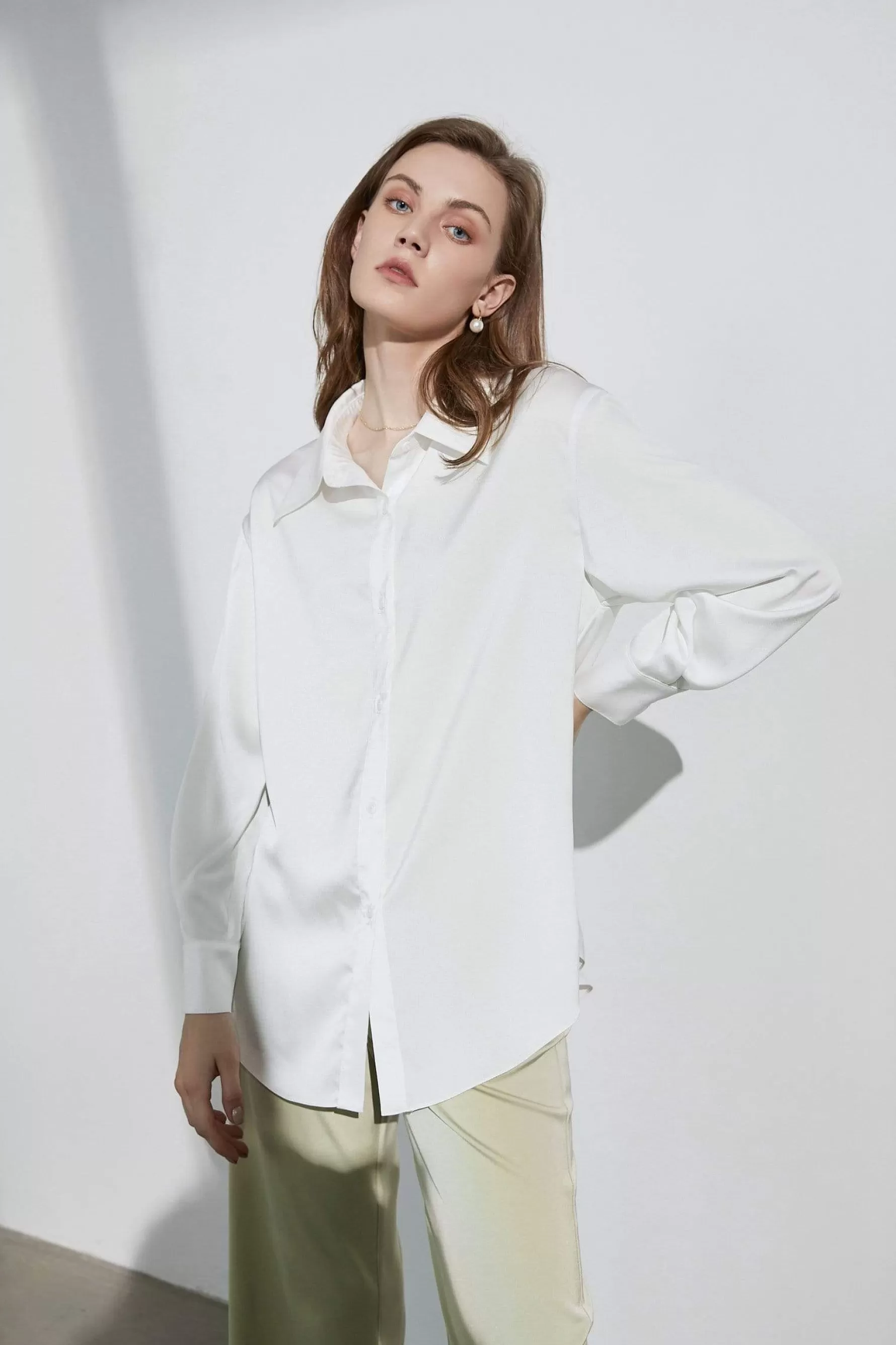 Jingus Business Essential Ivory Silky Blouse-J.ING