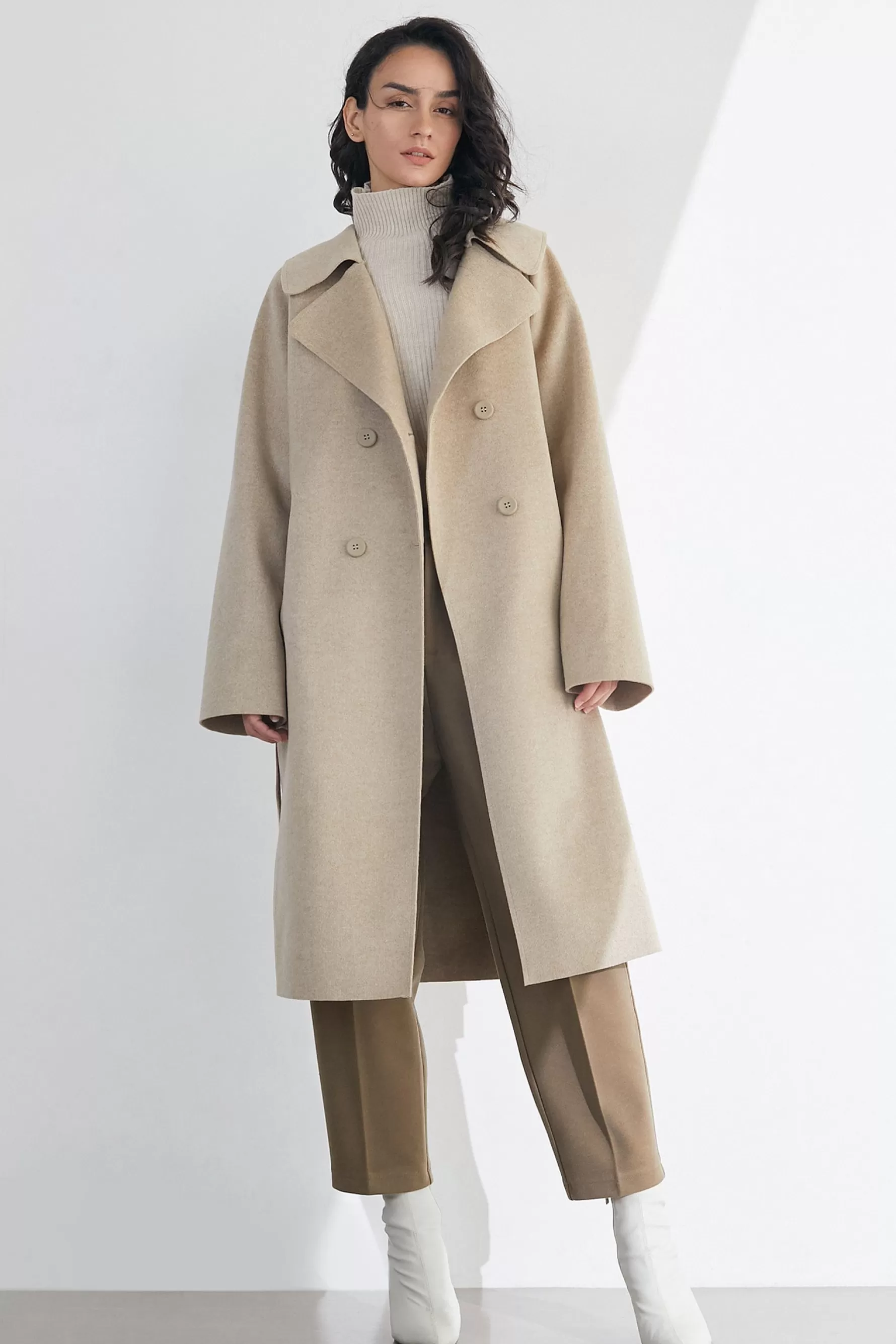 Jingus Caledonia Wool Double-Breasted Oversized Coat-J.ING