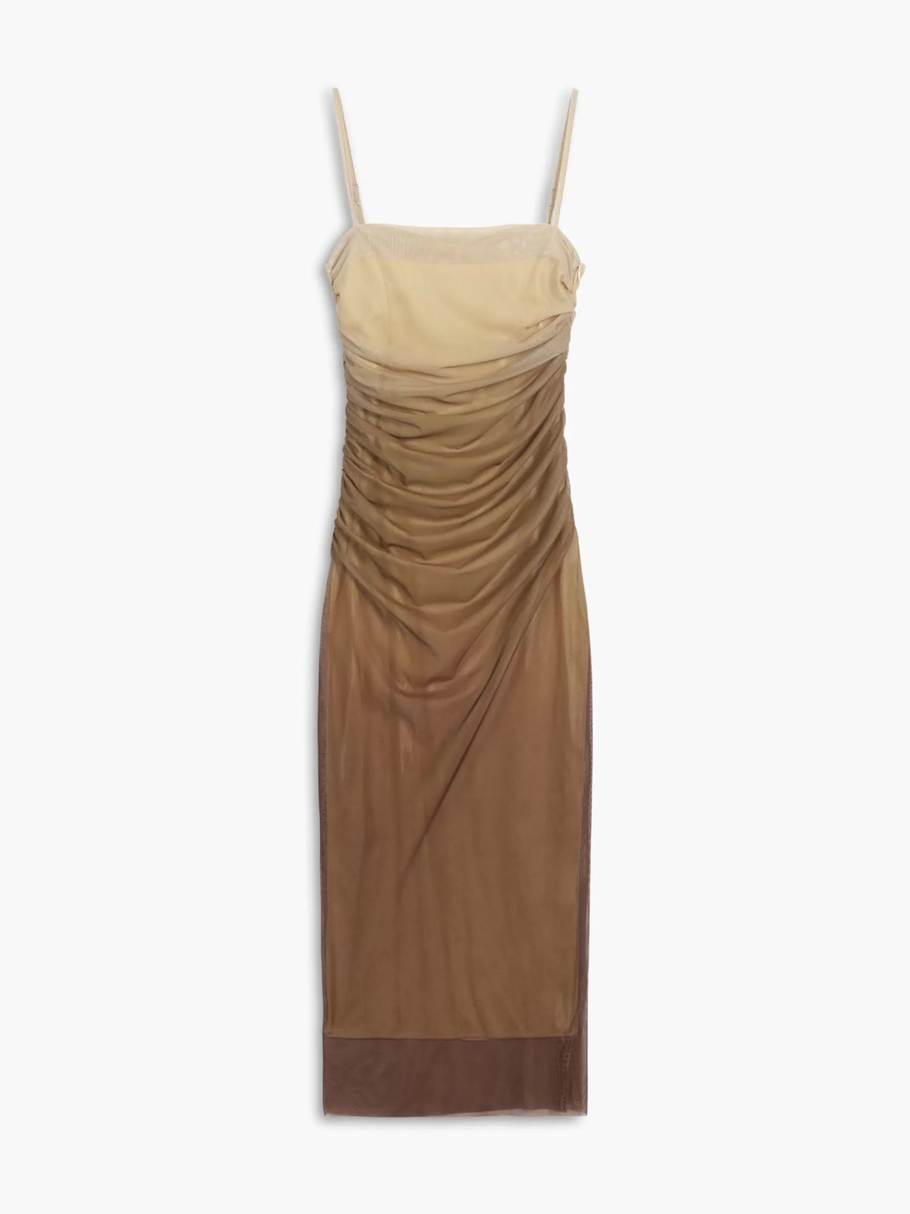 Jingus Cappuccino Ombre Mesh Zippered Long Dress-J.ING