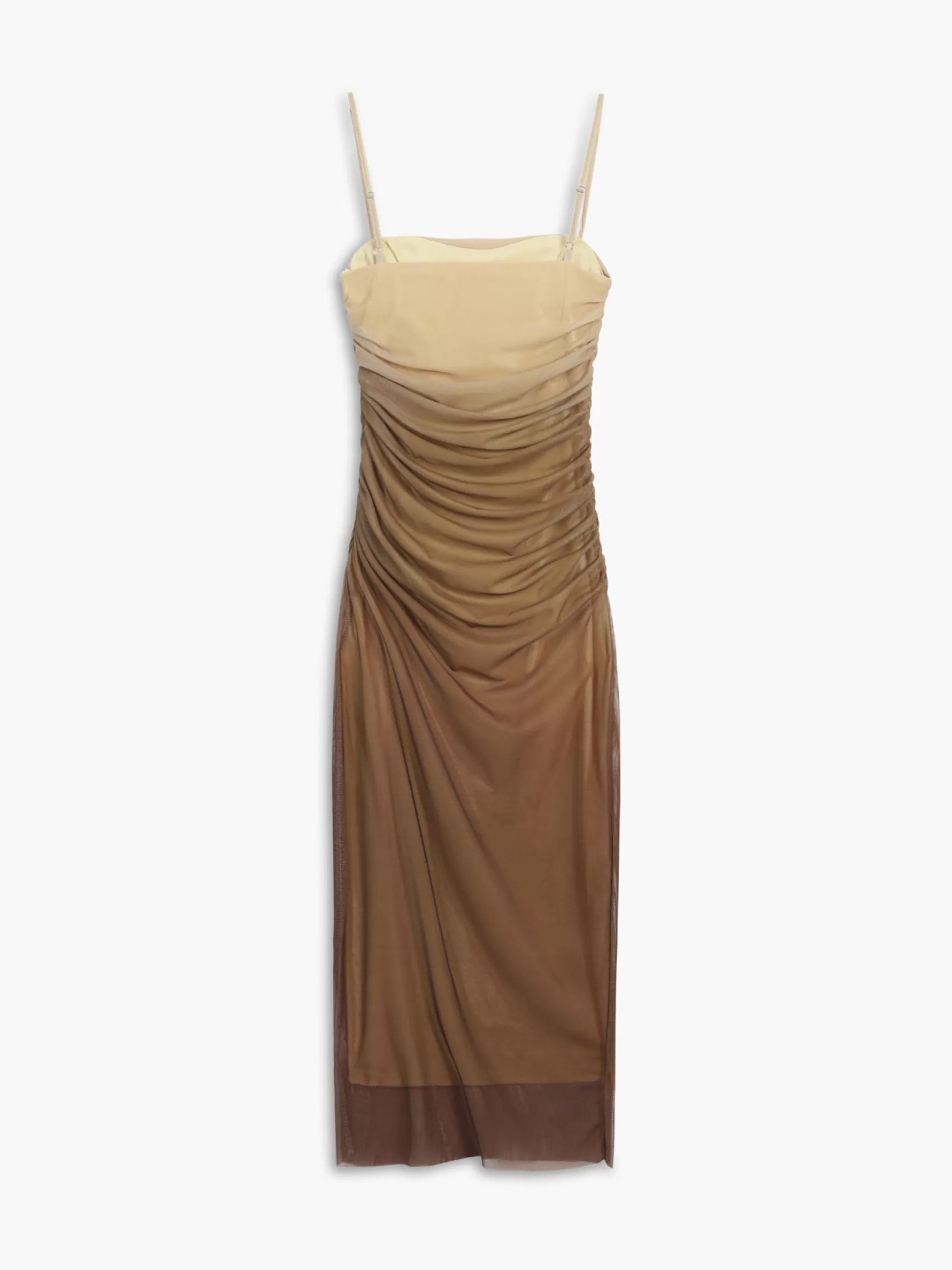 Jingus Cappuccino Ombre Mesh Zippered Long Dress-J.ING