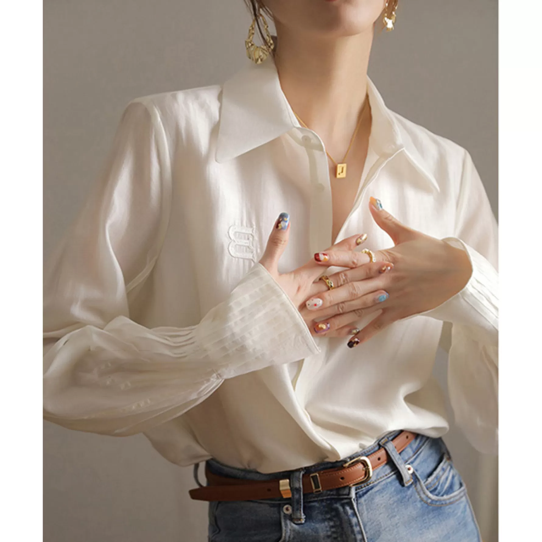 Jingus Chiffon Tencel Shirt.-J.ING