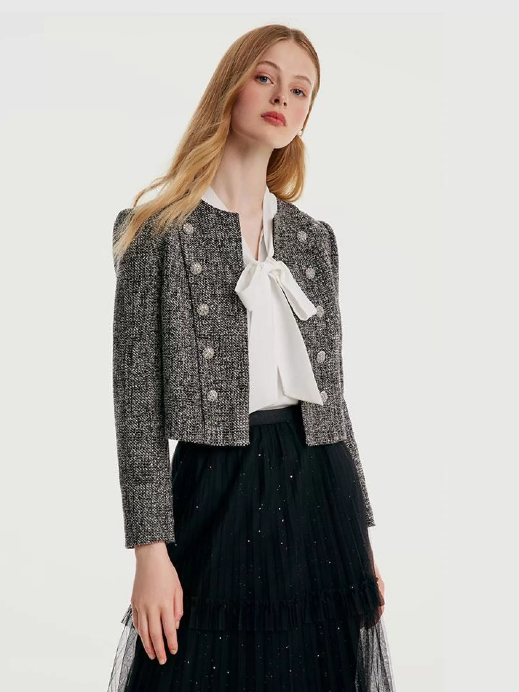 Jingus Cassic Tweed Cropped Jacket-J.ING