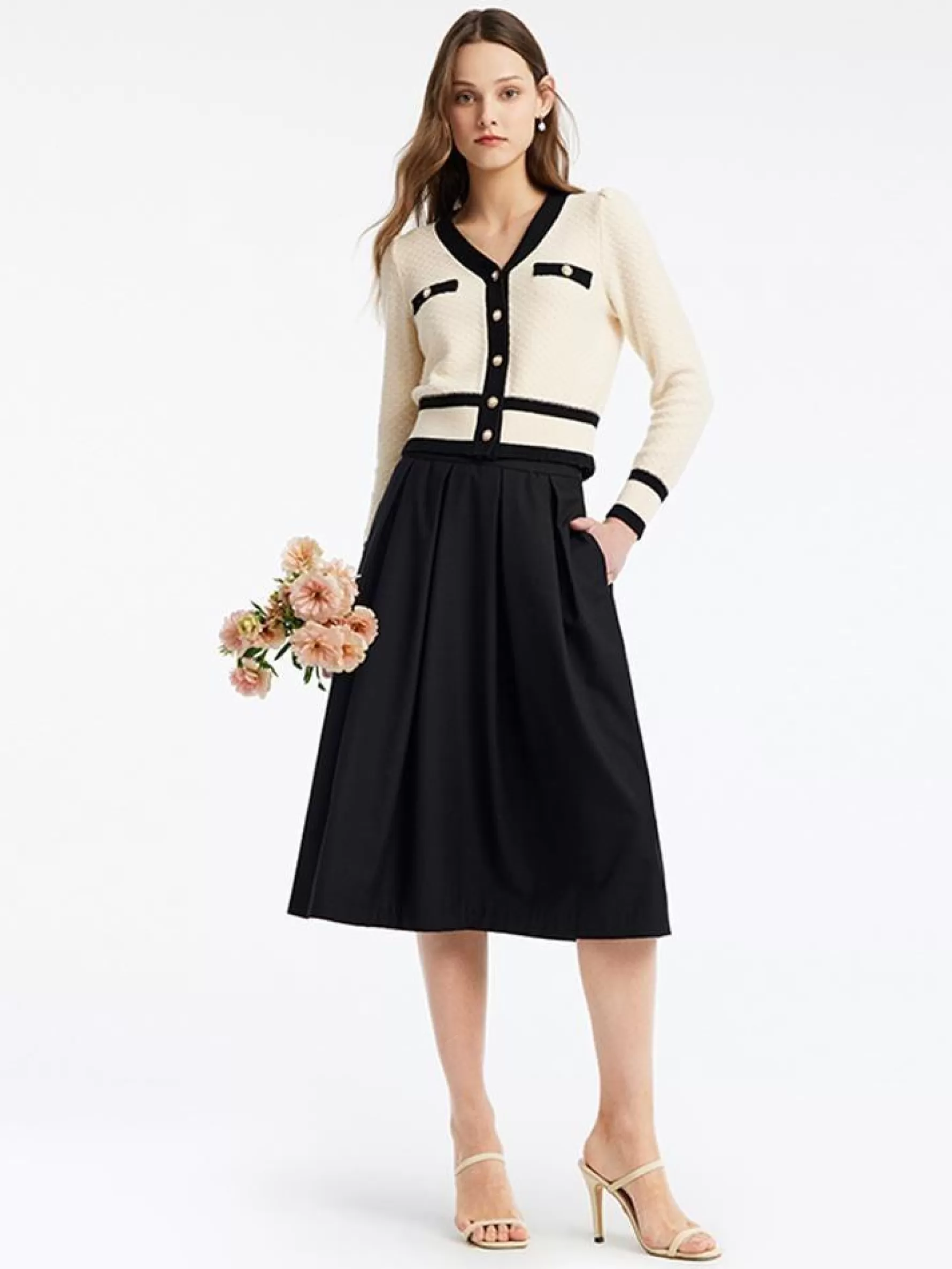 Jingus Claic Tweed Jacquard Cardigan And kirt Two-Piece et-J.ING