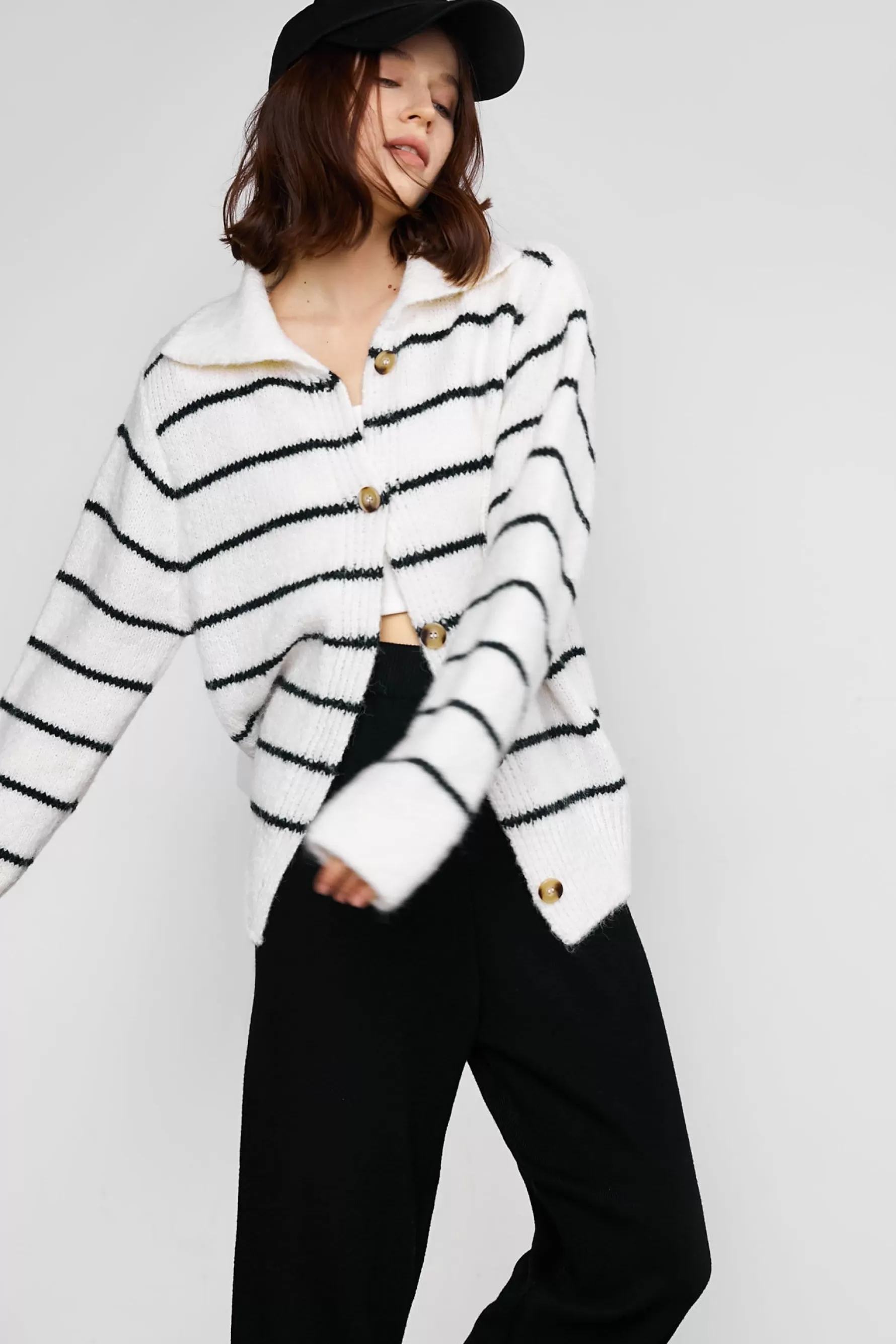 Jingus Darell Pinstrip Cardigan-J.ING