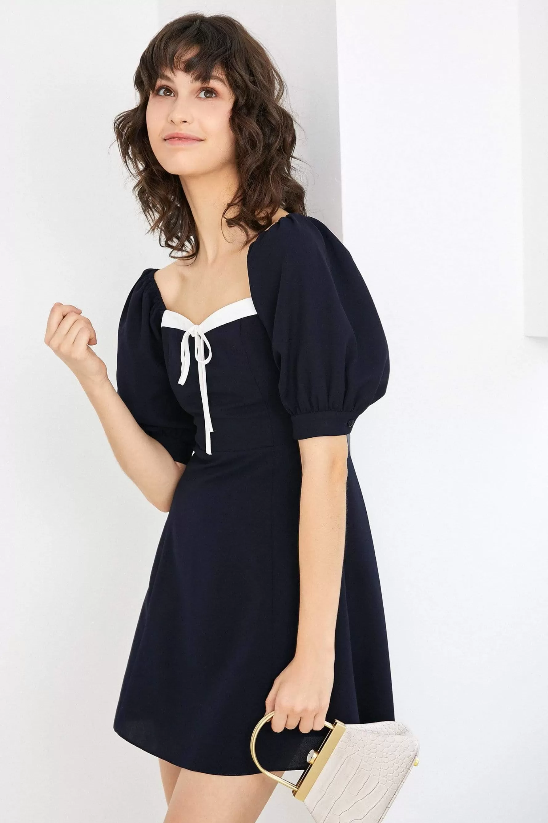 Jingus Draping Neckline Mini Dress-J.ING