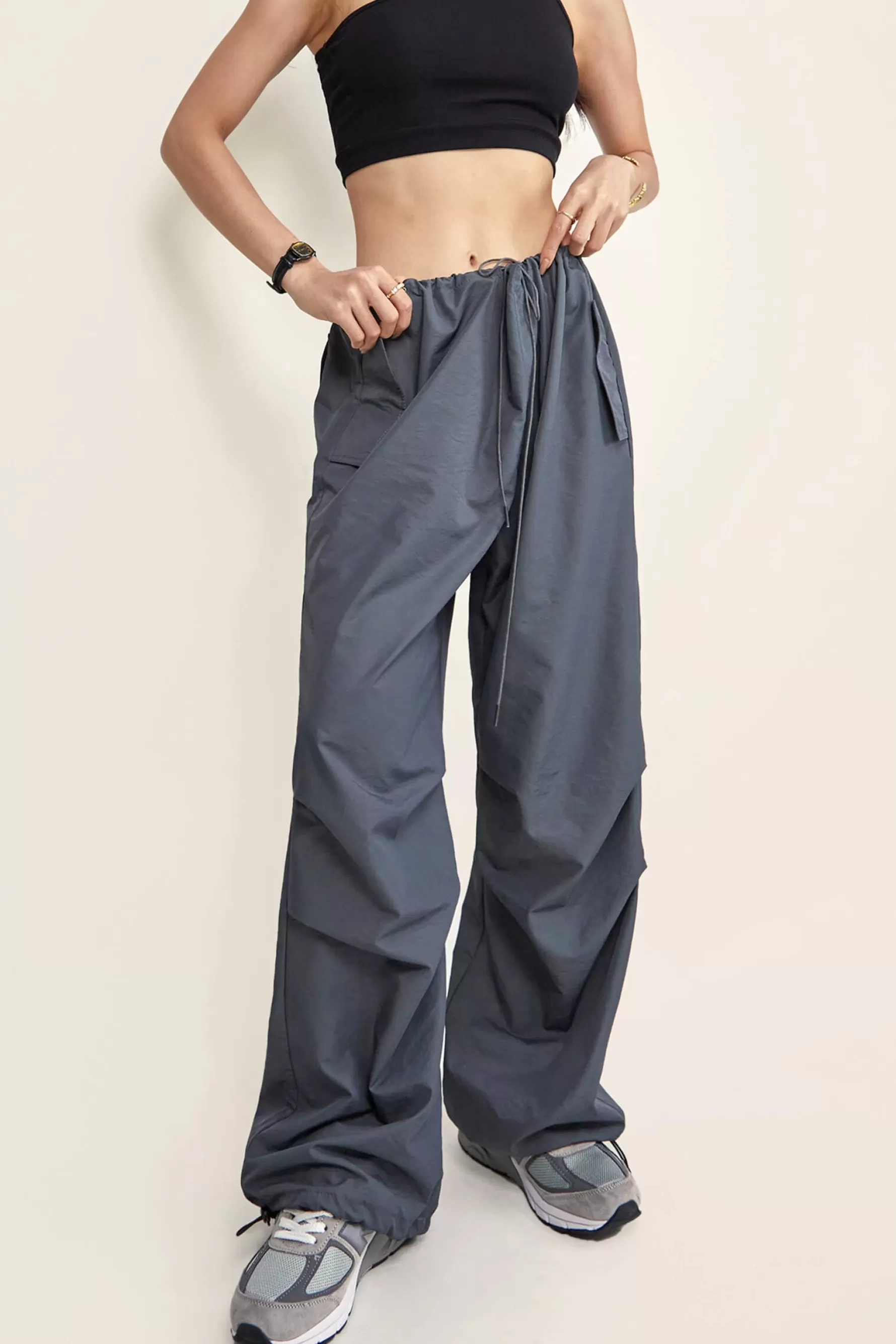 Jingus Mid Rise Drawstring Cargo Pants-J.ING