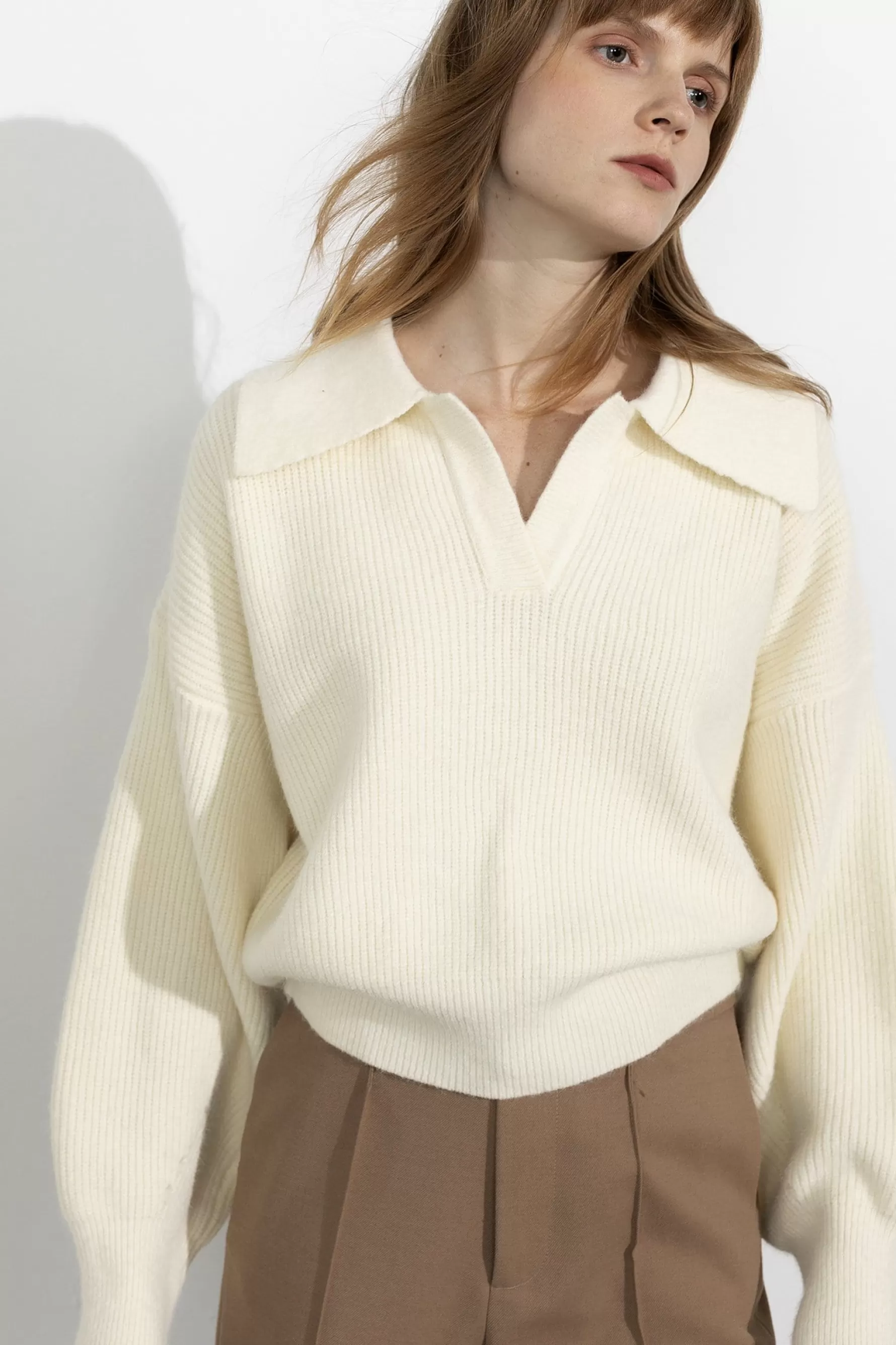 Jingus Henrietta Ivory Collared Sweater-J.ING