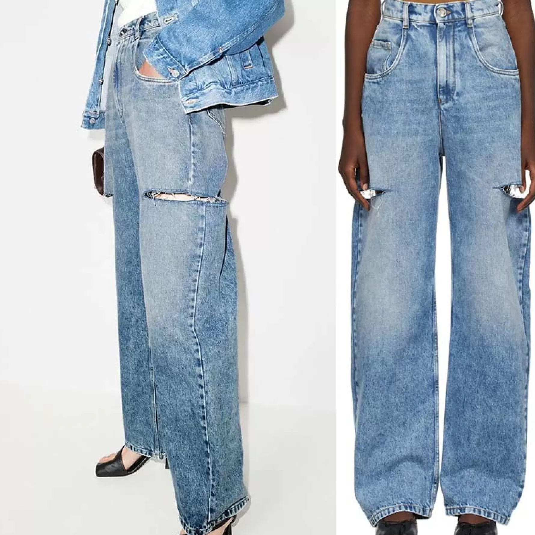 Jingus High Waist Hunter Ripped Baggy Mom Jeans-J.ING