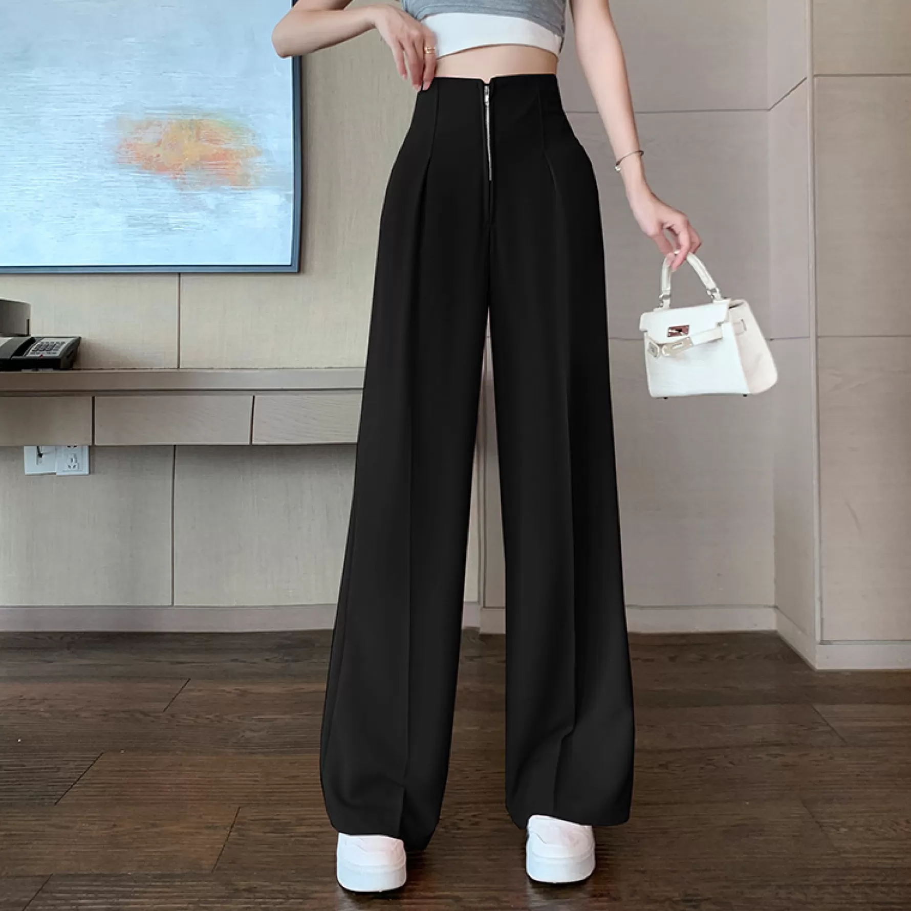 Jingus High-Rise Pleated Pants-J.ING