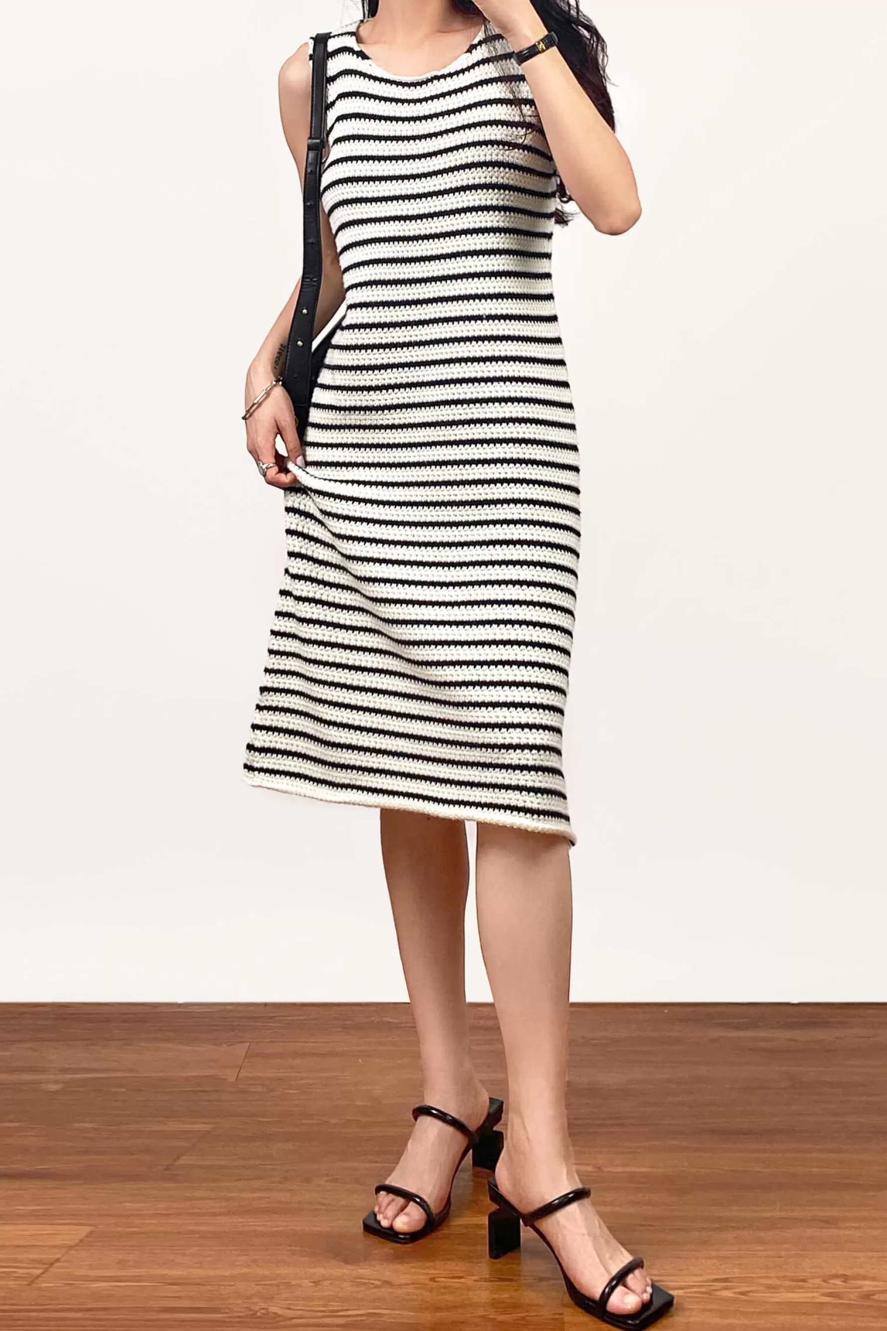 Jingus Striped Sleeveless Knit Midi Dress-J.ING