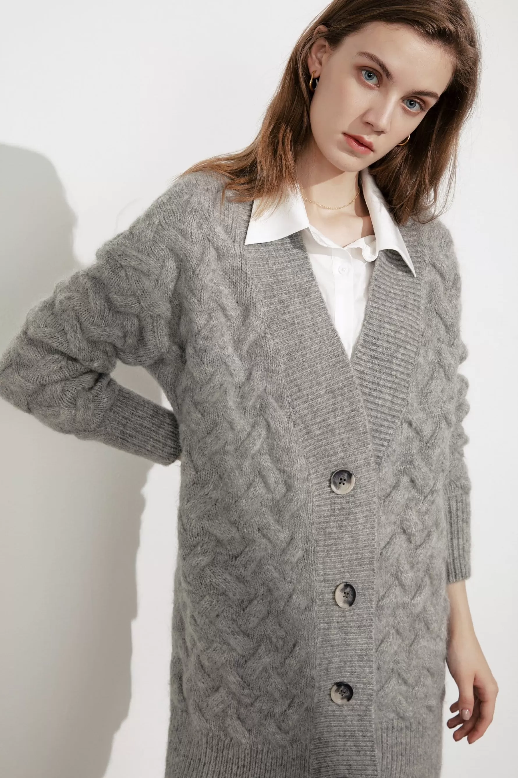 Jingus Jennie Grey Chunky Cardigan-J.ING