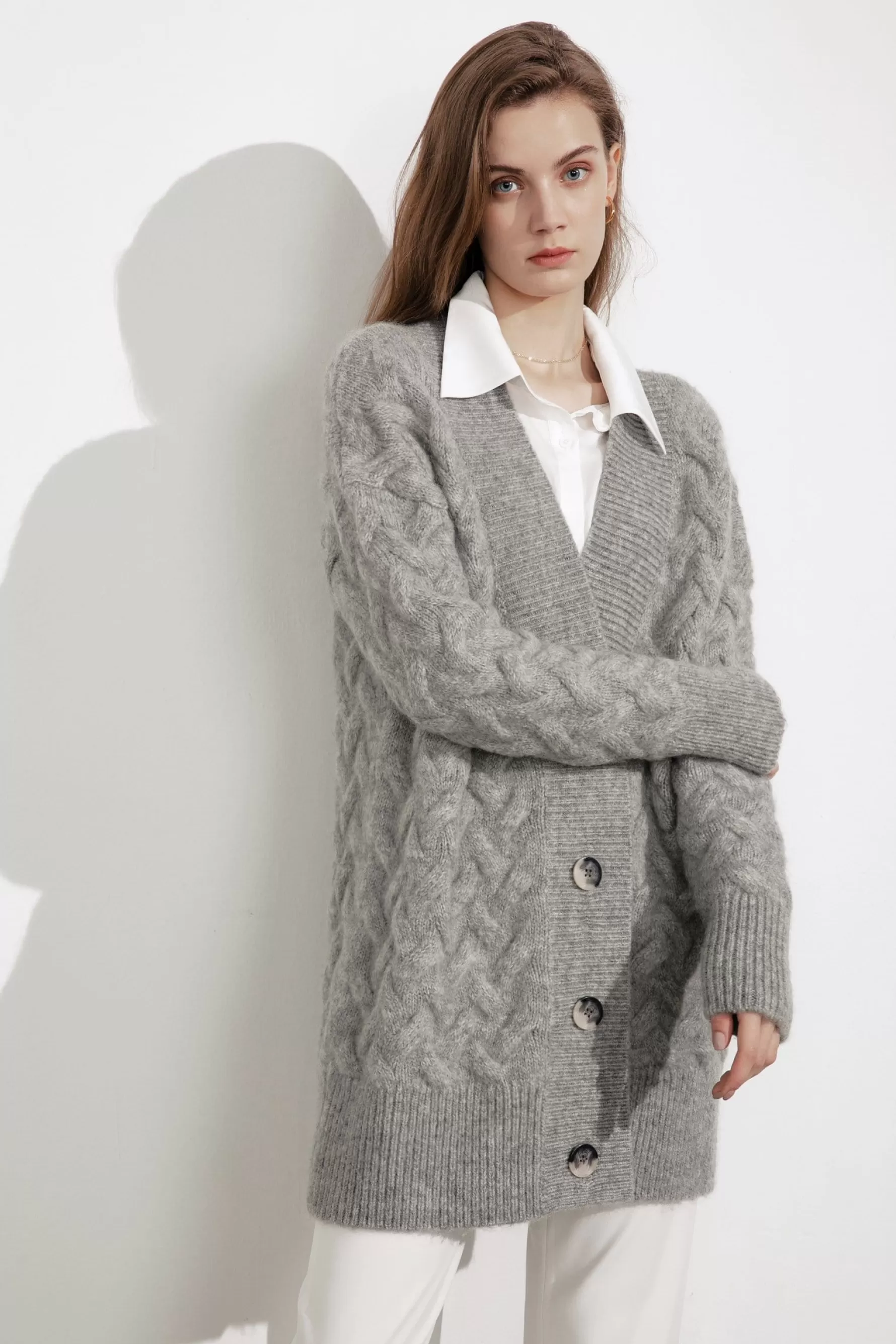 Jingus Jennie Grey Chunky Cardigan-J.ING