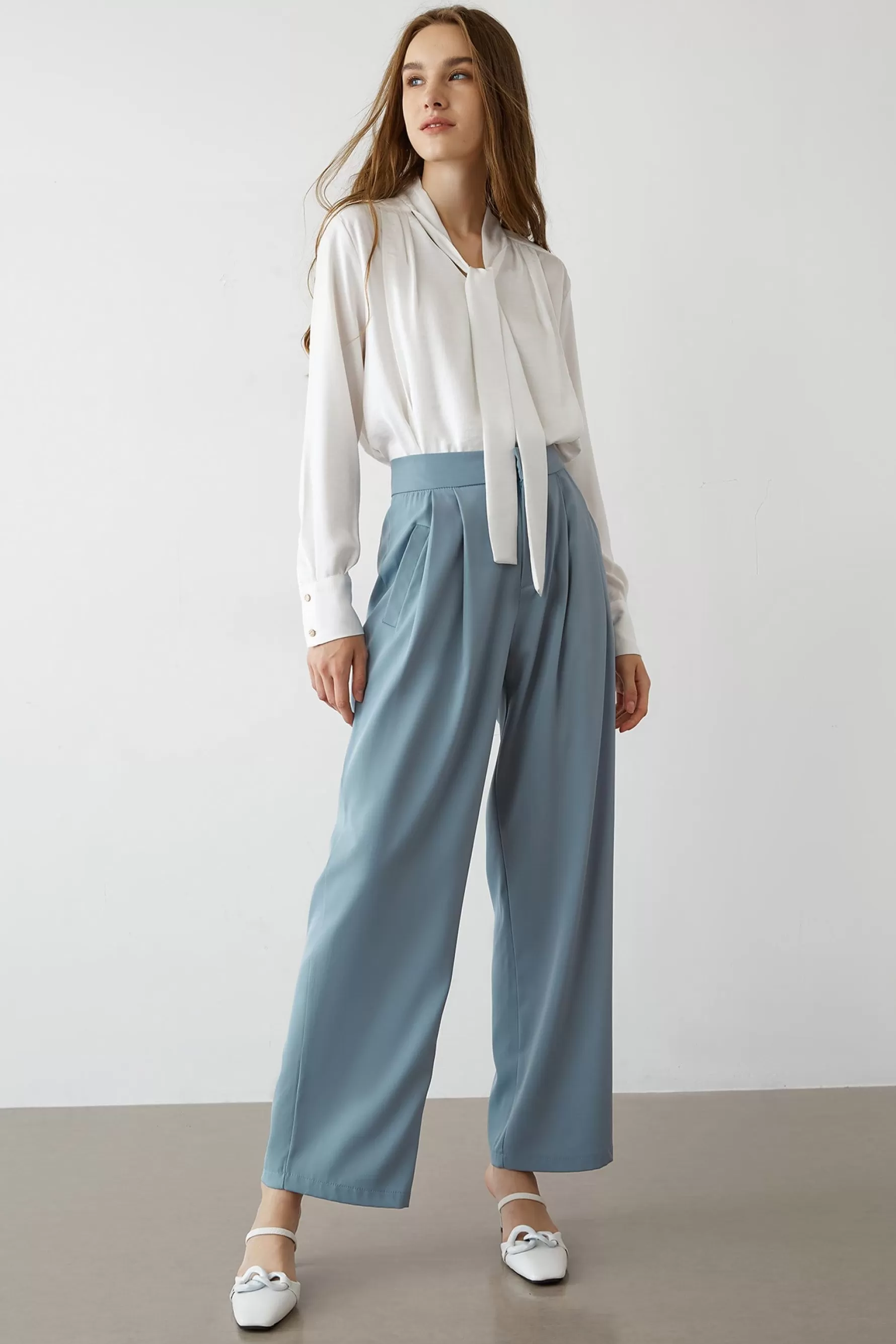 Jingus Kaira Light Blue Wide Leg Pants-J.ING