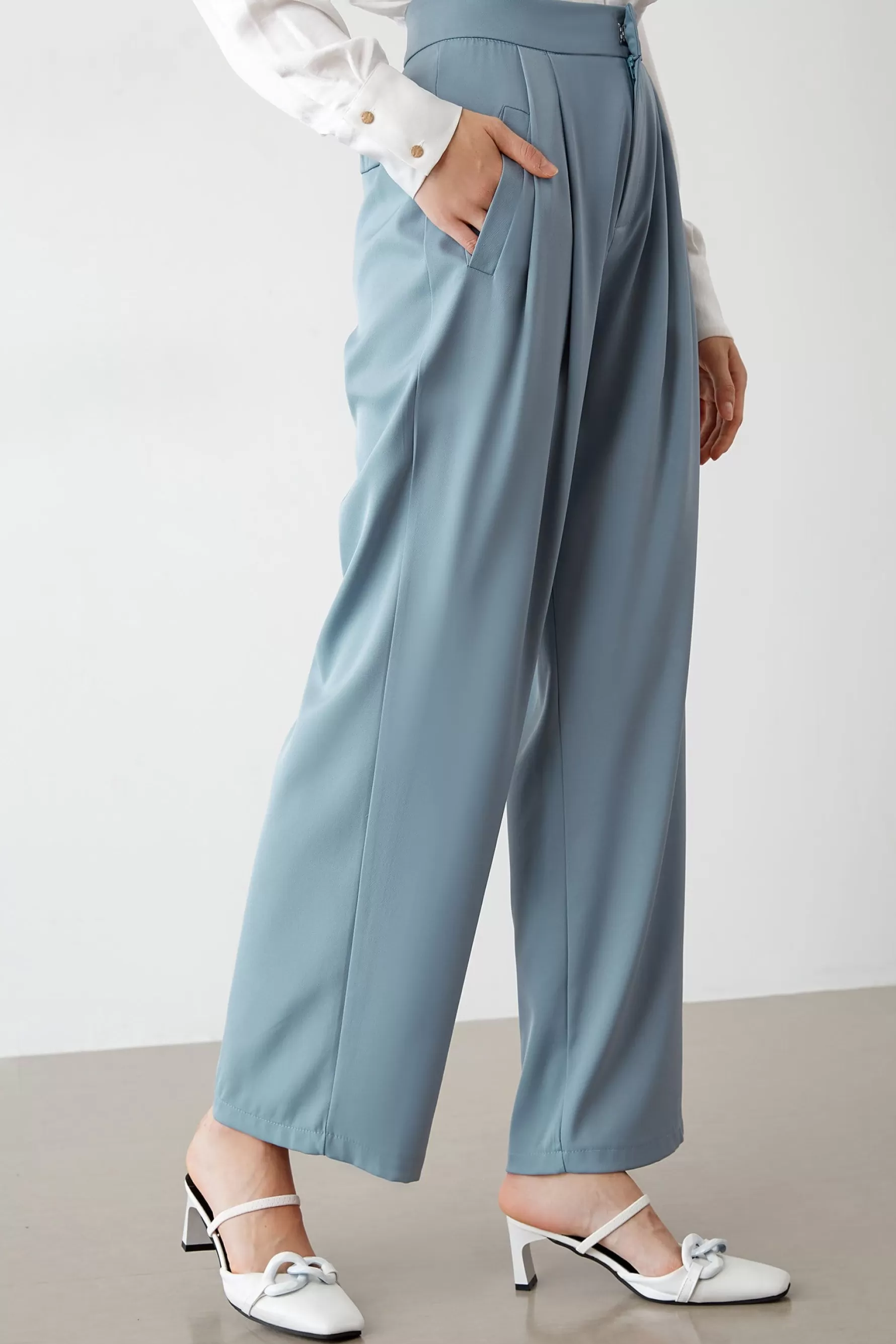 Jingus Kaira Light Blue Wide Leg Pants-J.ING