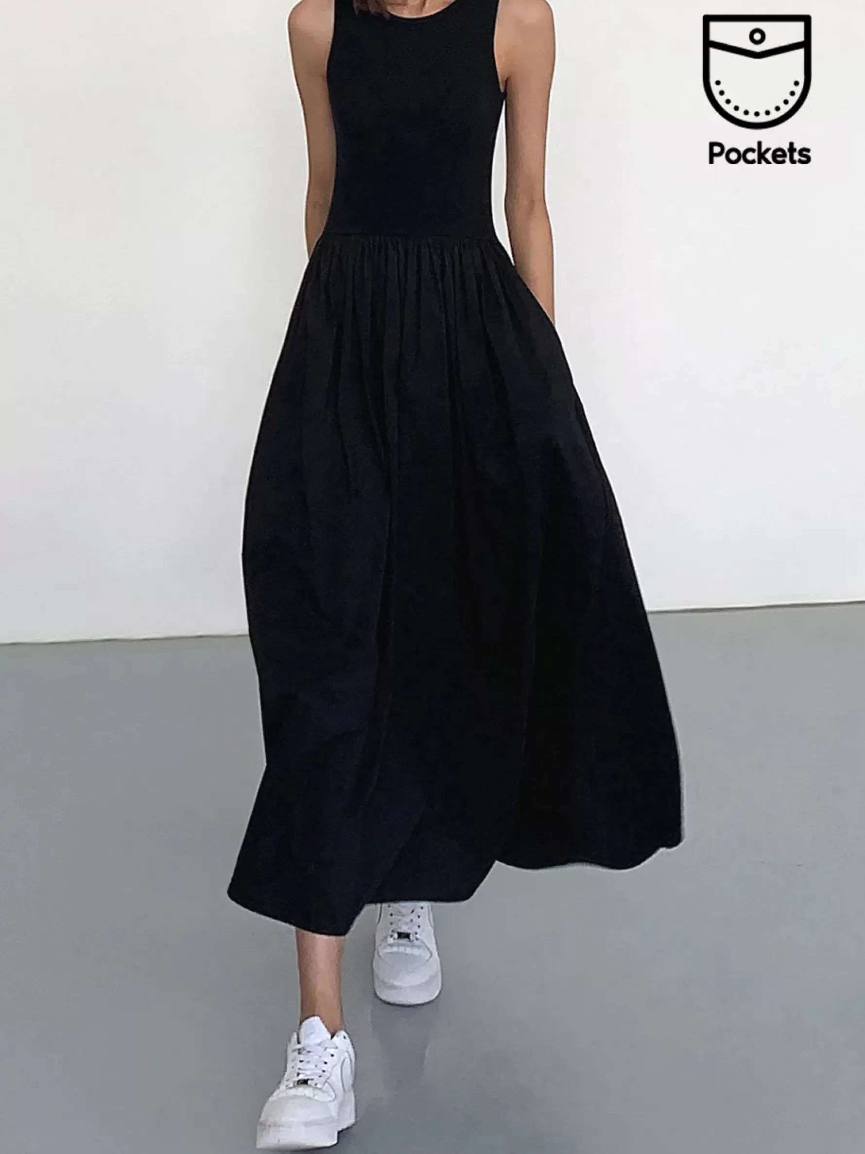 Jingus Leisure Crew Neck Long Dress-J.ING