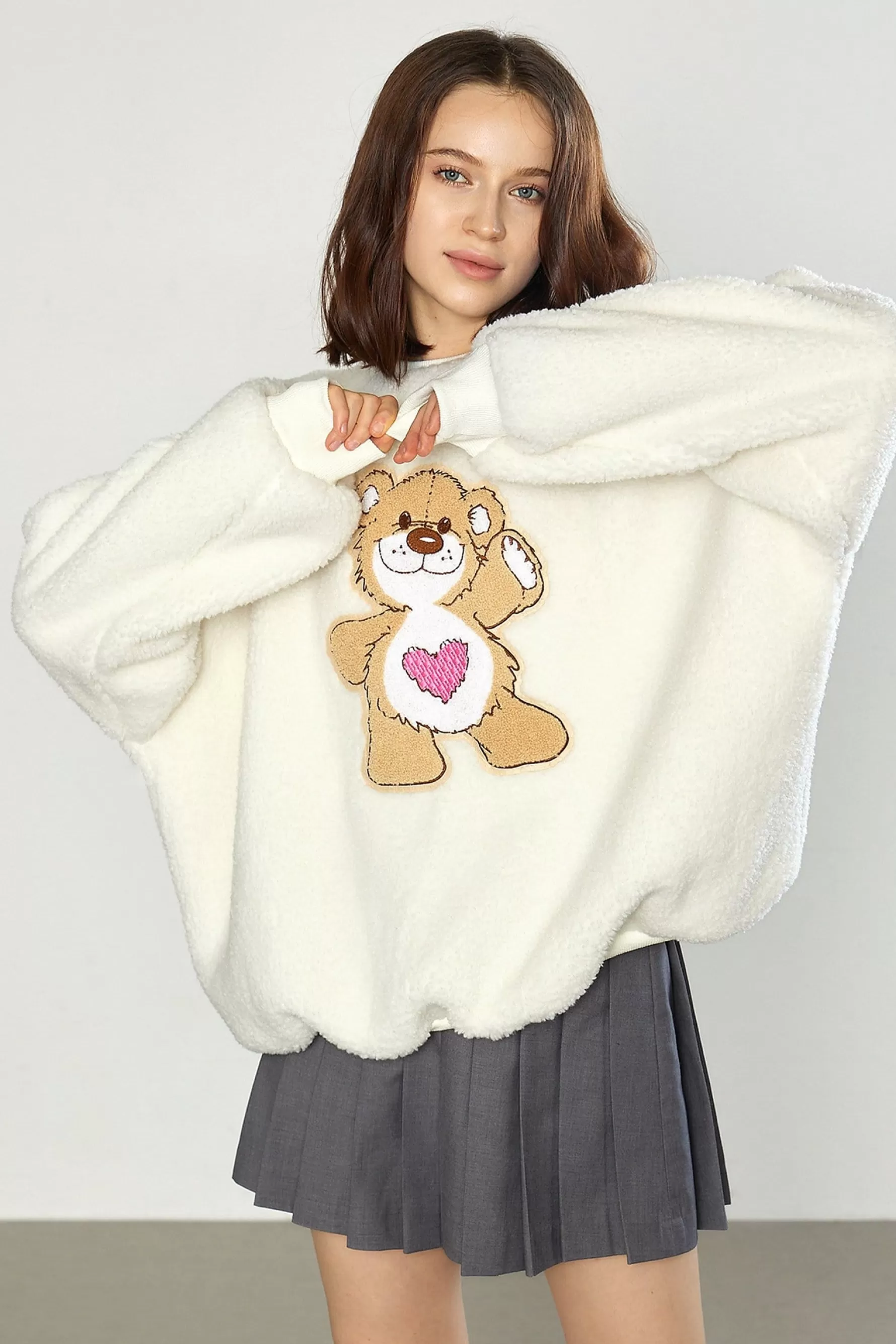 Jingus Miah Cartoon Pattern Teddy Sweatshirt-J.ING