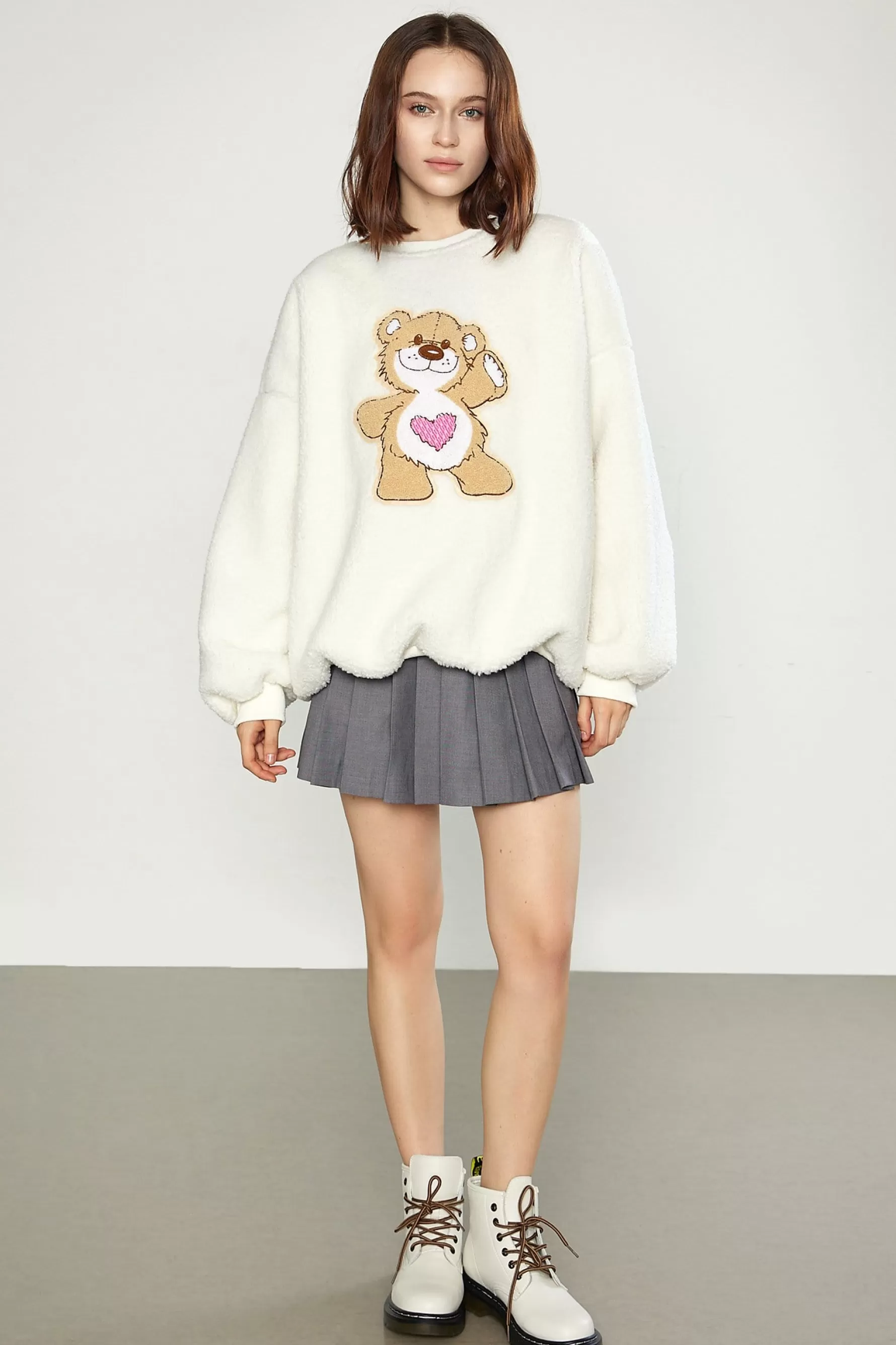 Jingus Miah Cartoon Pattern Teddy Sweatshirt-J.ING