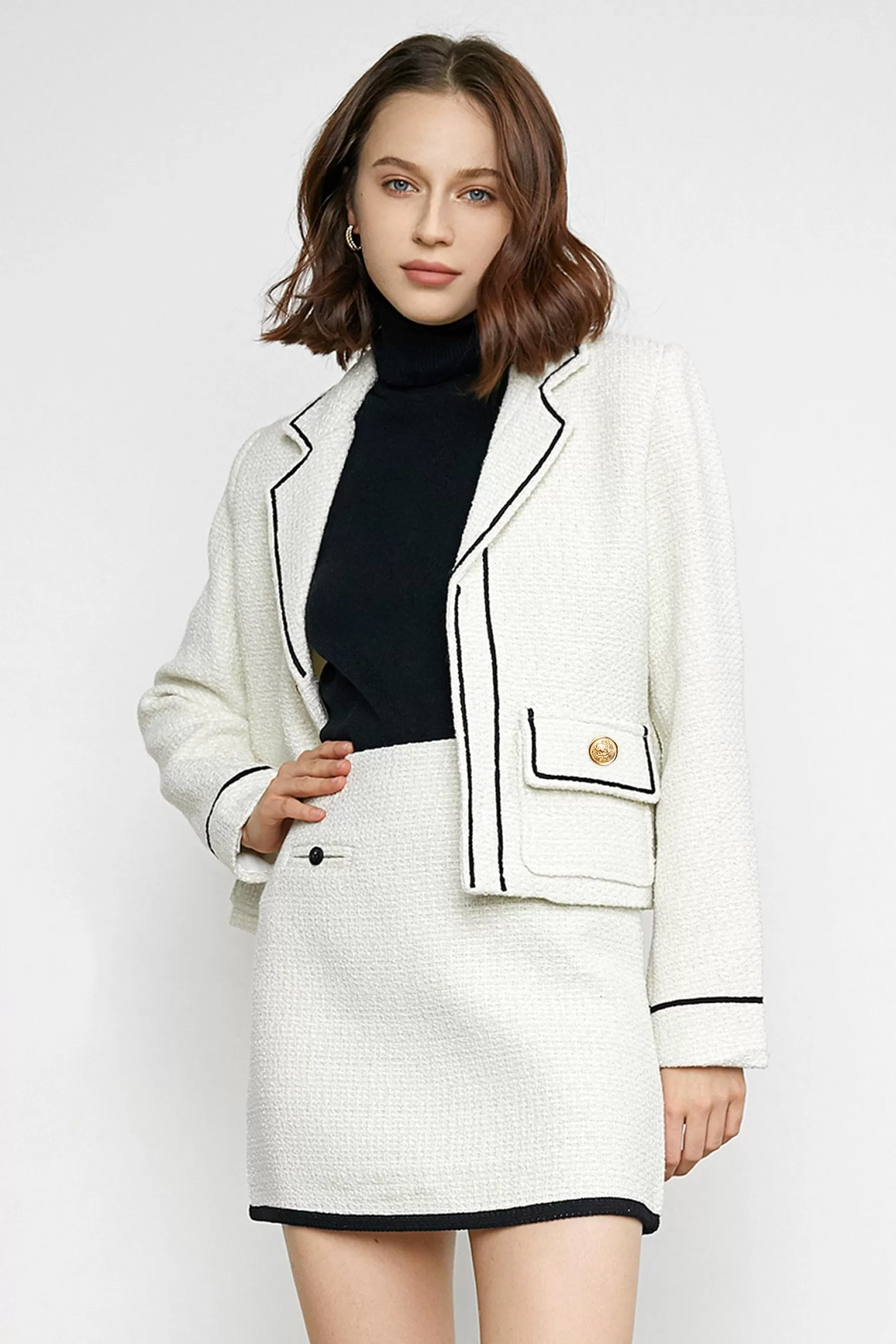 Jingus Nakoa Contrast Trim Blazer-J.ING