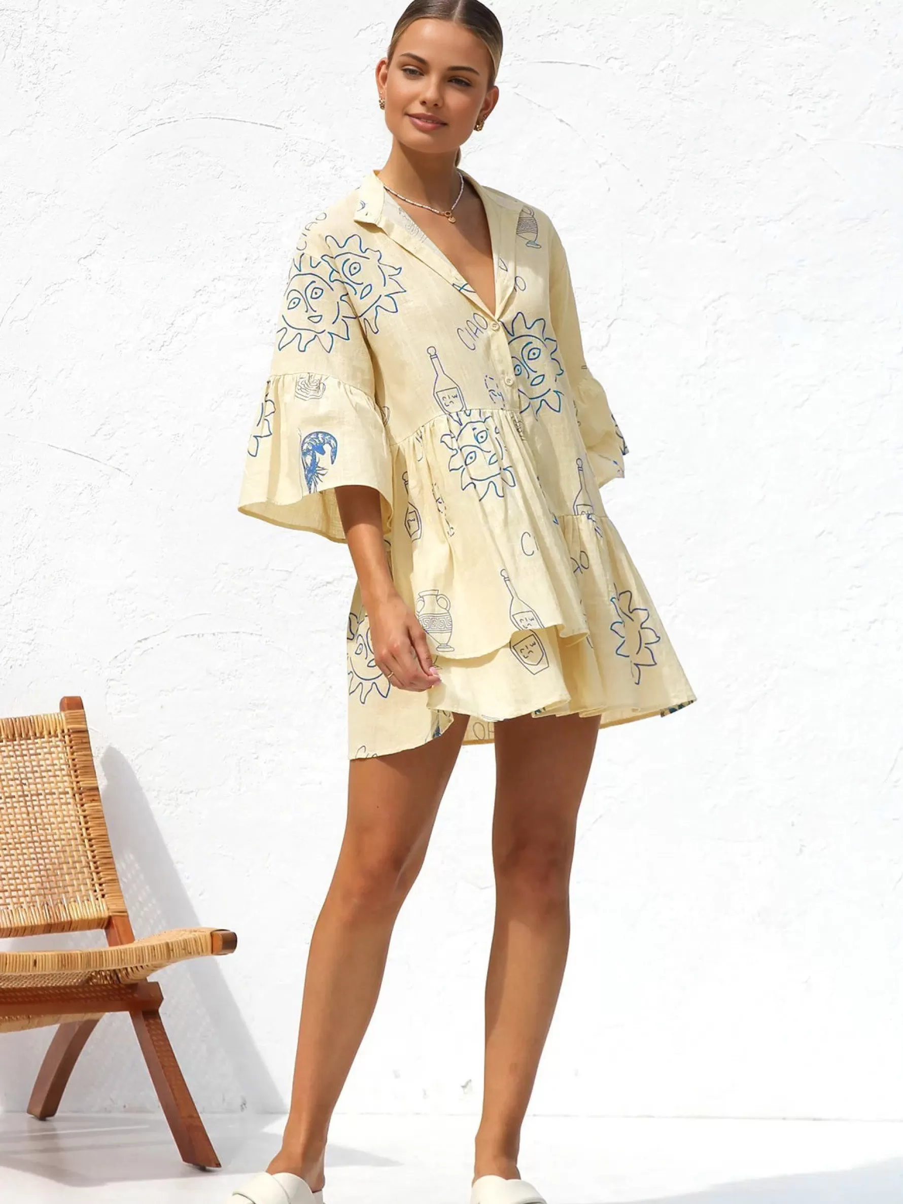 Jingus Oversized Sun Print Short Dress-J.ING