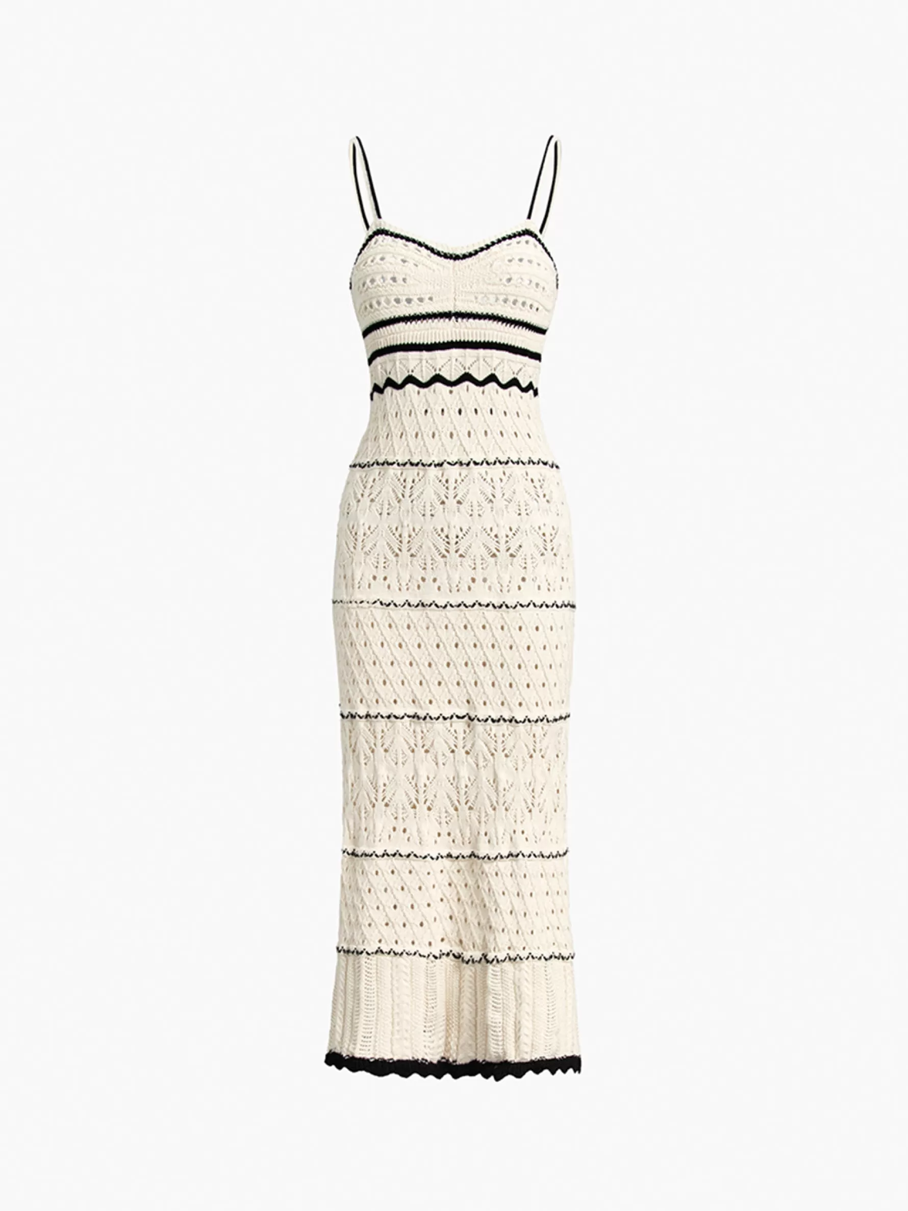 Jingus Paros Crochet Eyelet See Through Midi Dress-J.ING