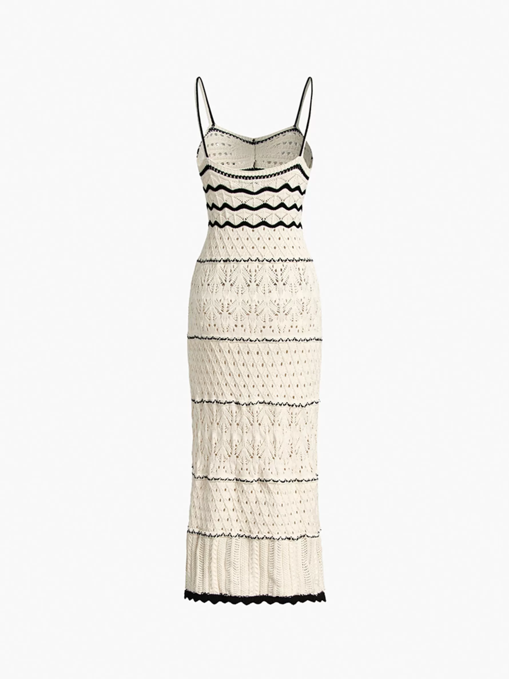 Jingus Paros Crochet Eyelet See Through Midi Dress-J.ING