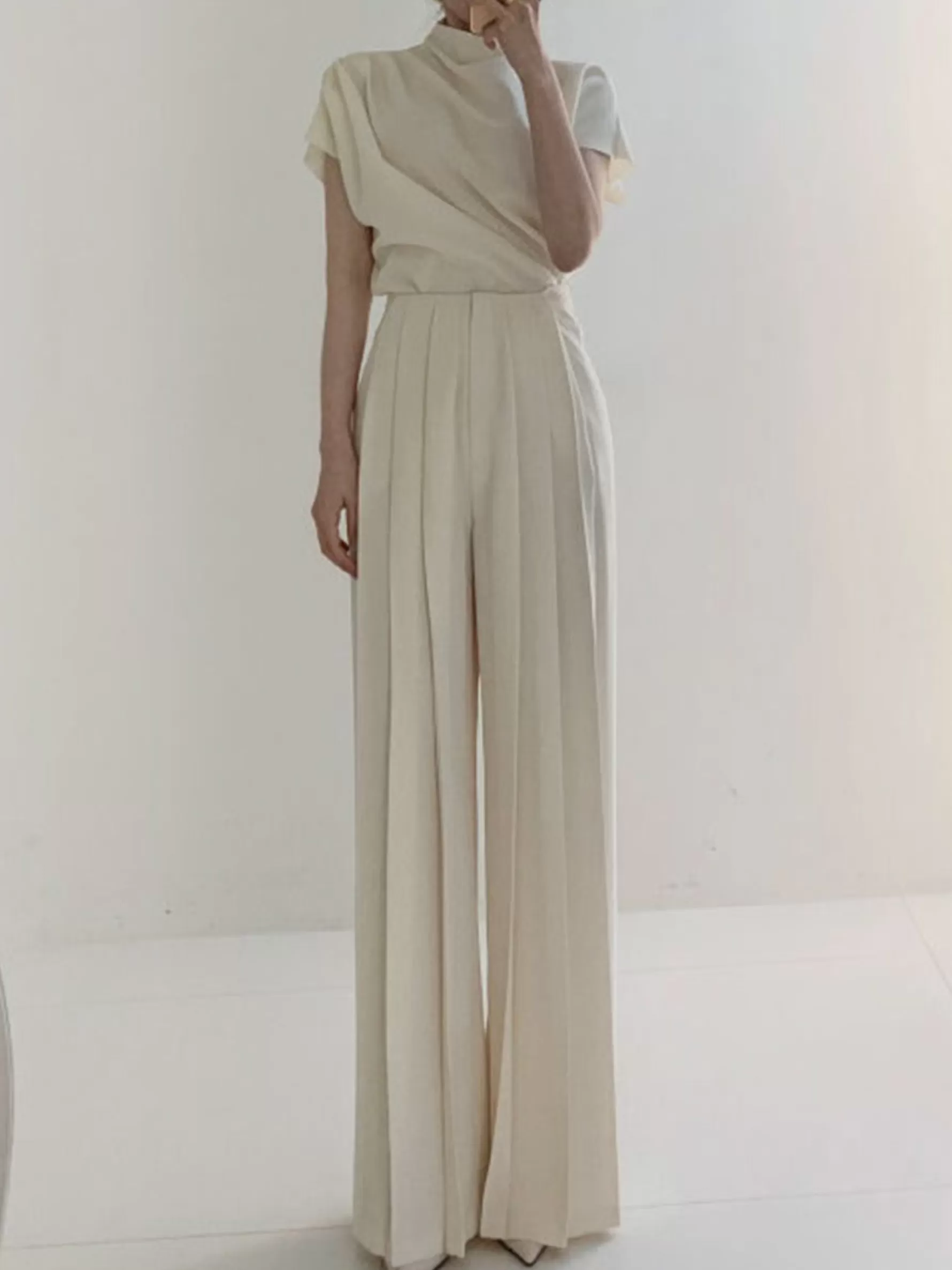 Jingus Pleated High Waist Wide Leg Pants-J.ING