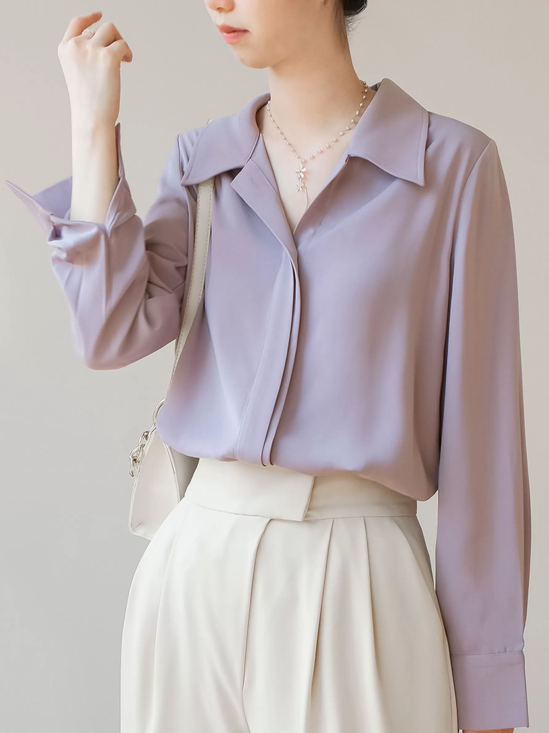 Jingus Satin Concealed Button Shirt-J.ING