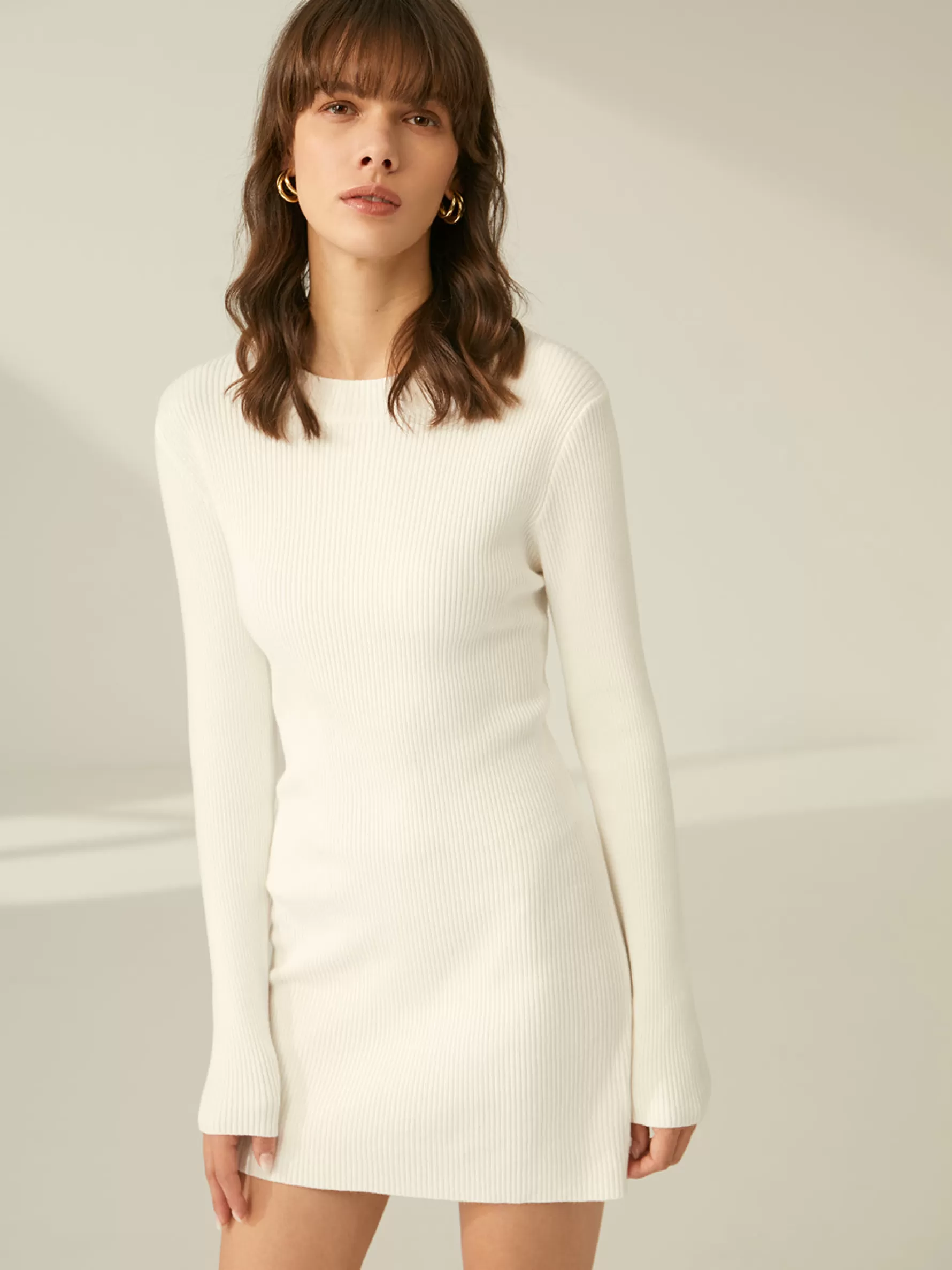 Jingus Ribbed Crewneck Sweater Dress-J.ING