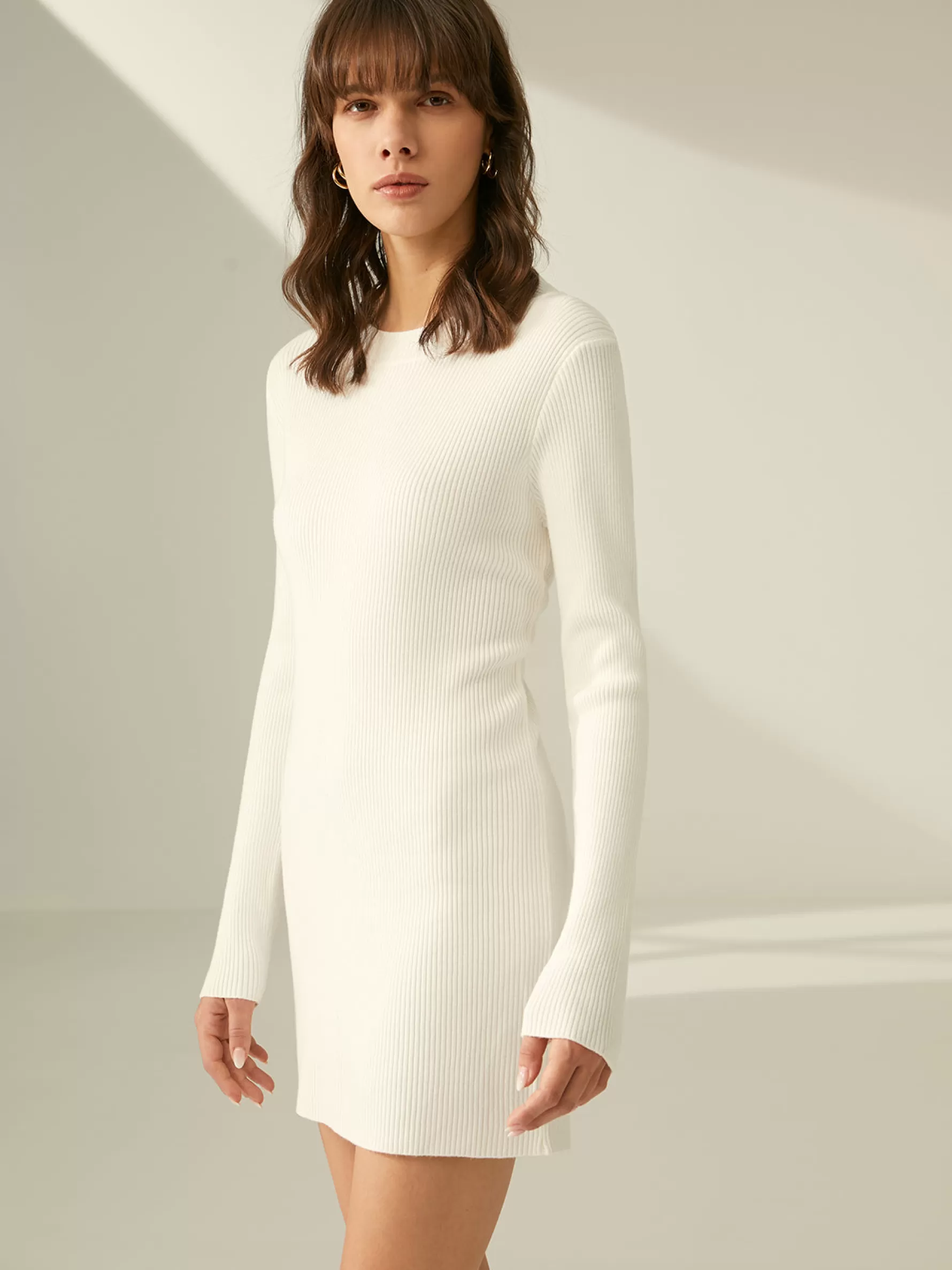 Jingus Ribbed Crewneck Sweater Dress-J.ING