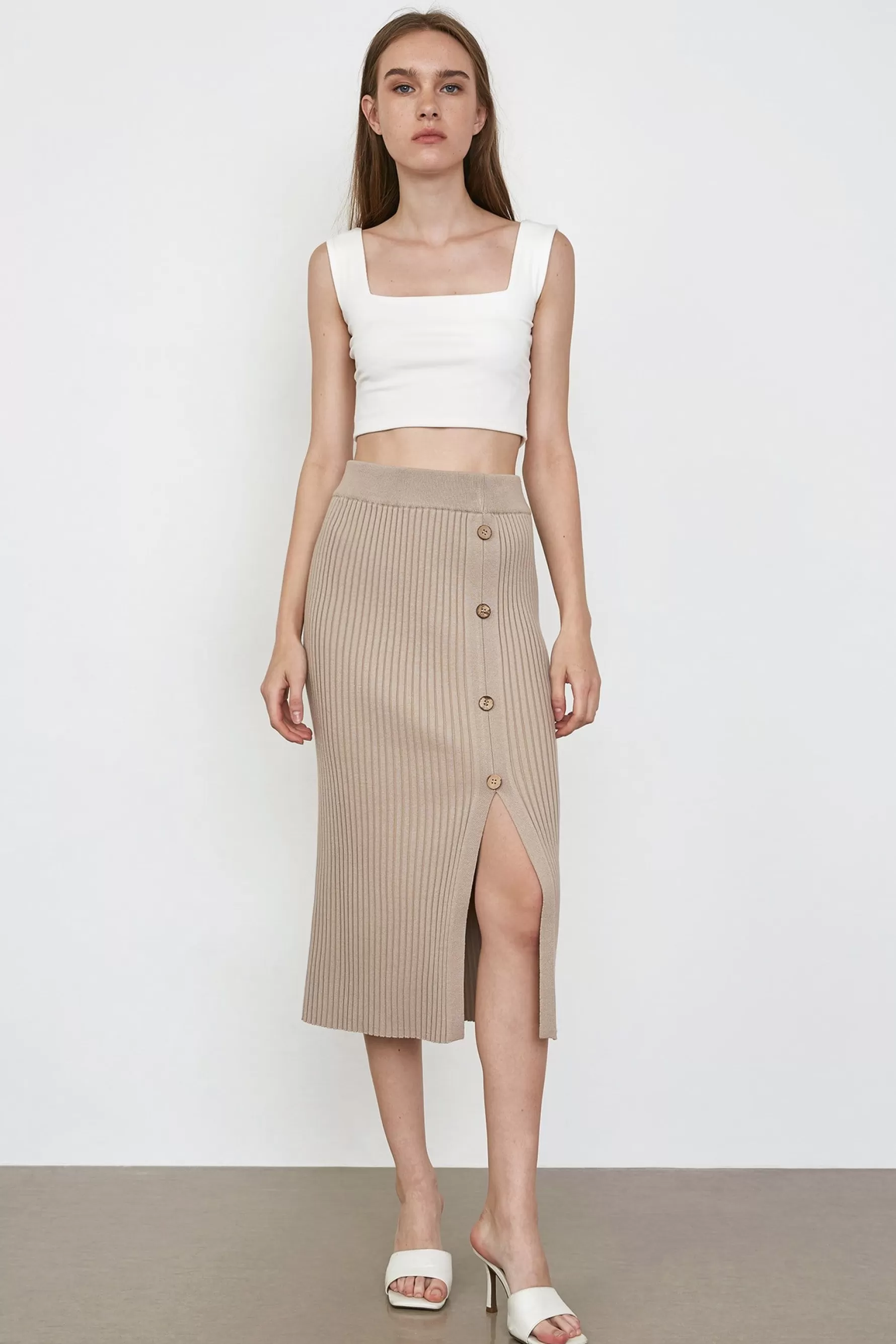 Jingus Selene Slit Hem Skirt-J.ING