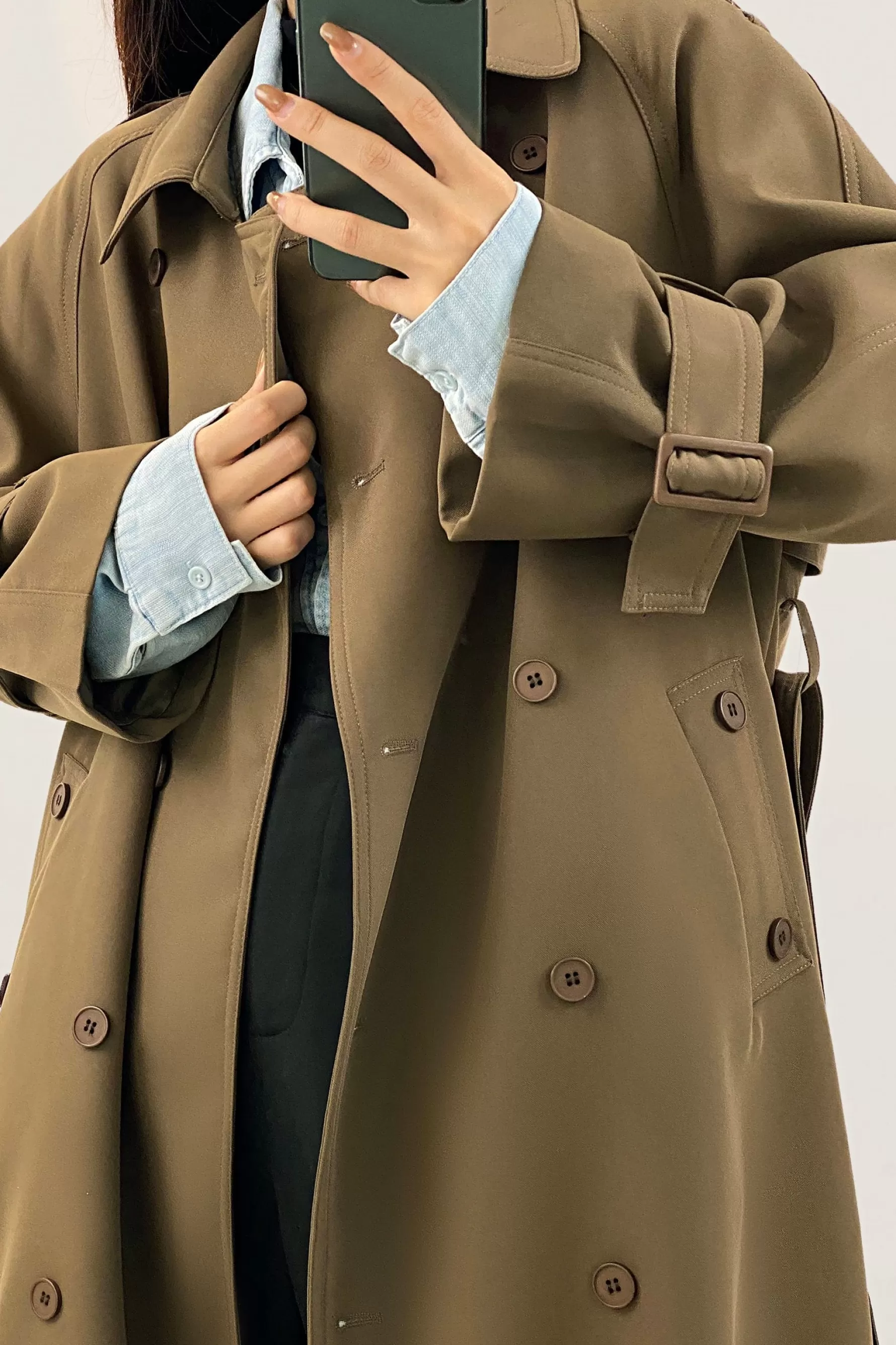 Jingus Belted Double-Breasted Trench Coat-J.ING