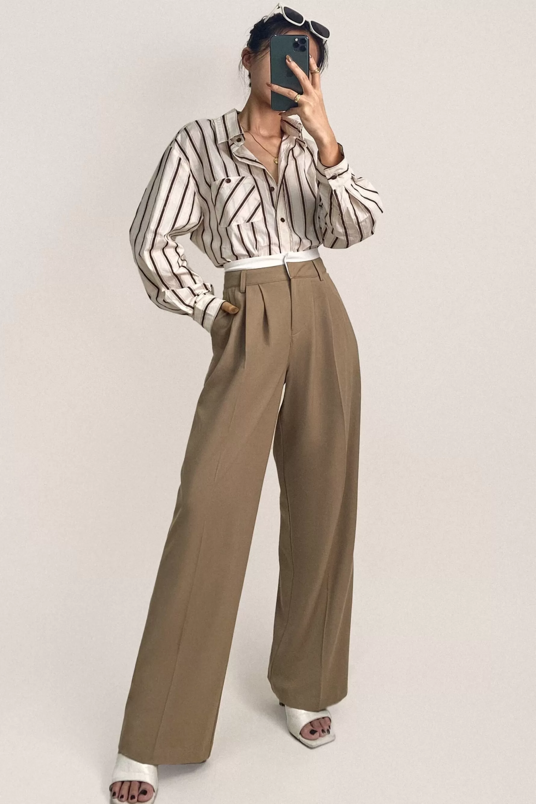 Jingus Double Waistband Wide Leg Pants-J.ING