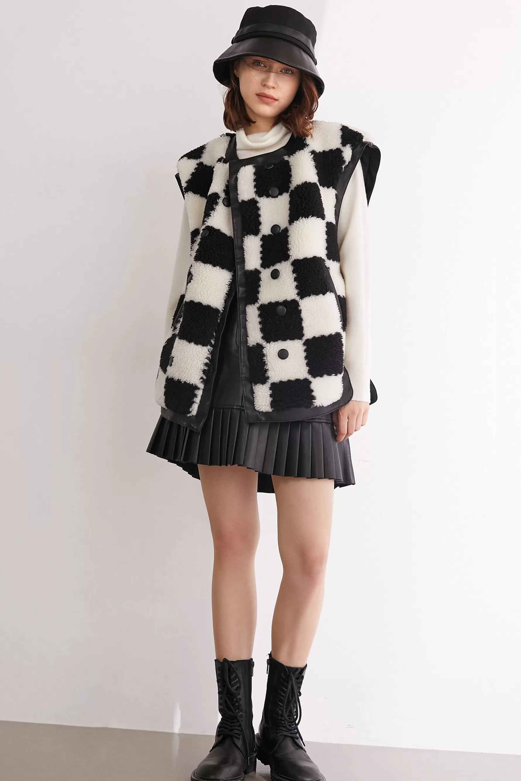 Jingus Stearns Checkerboard Teddy Vest-J.ING