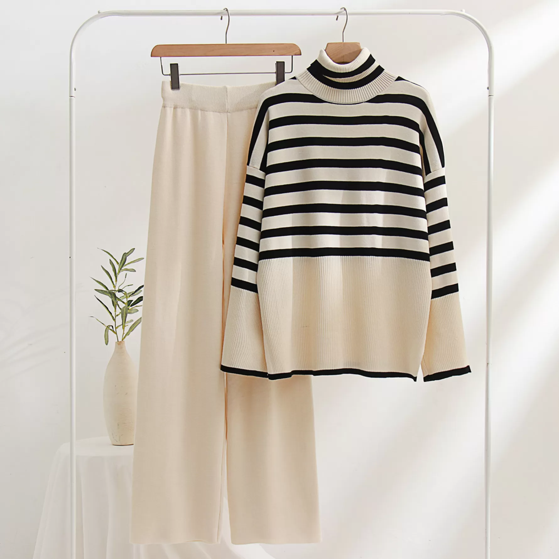 Jingus Striped Airy Knit Two-Piece Set-J.ING