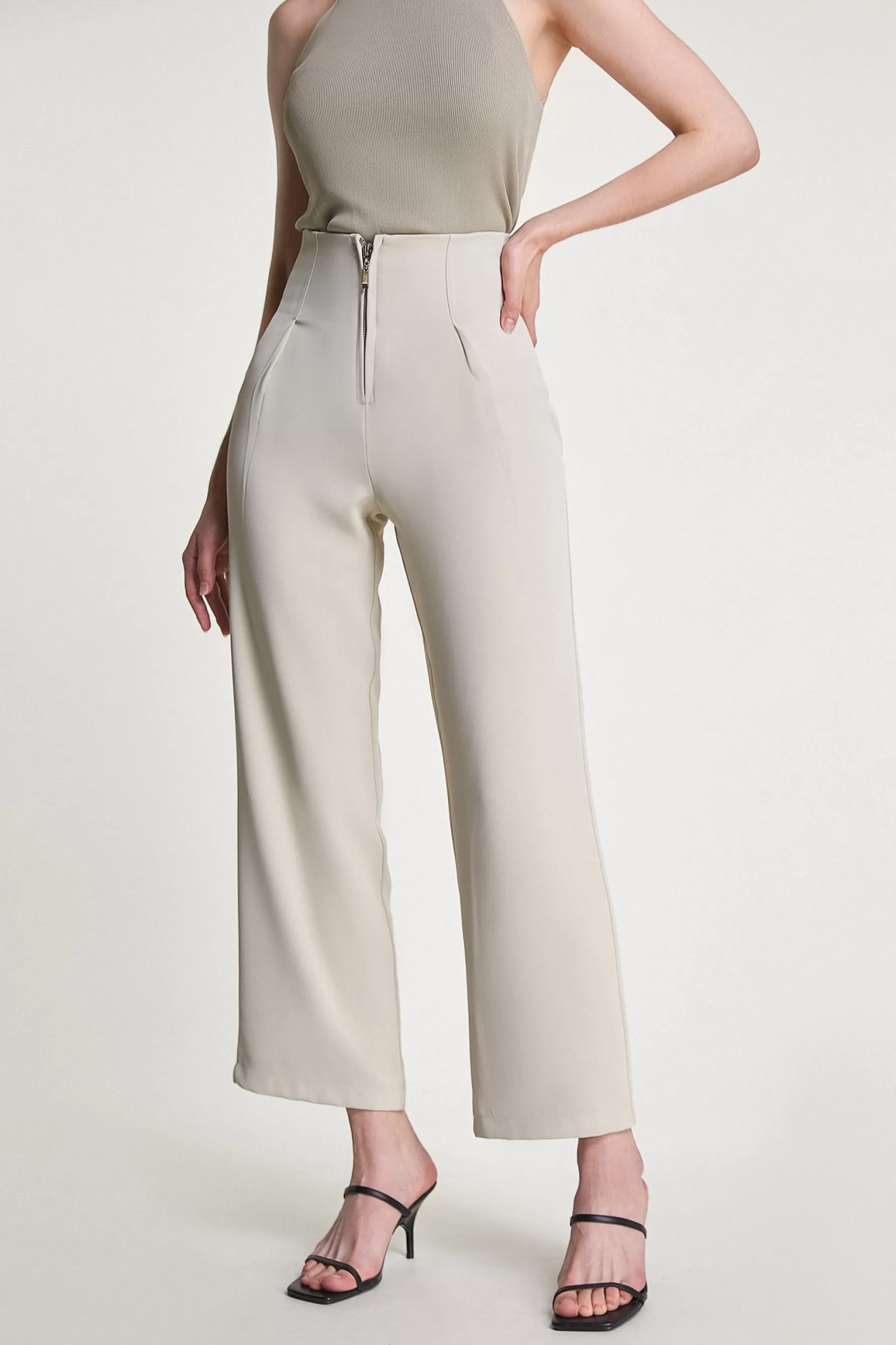 Jingus Zip Front Straight Leg Tailored Pants-J.ING