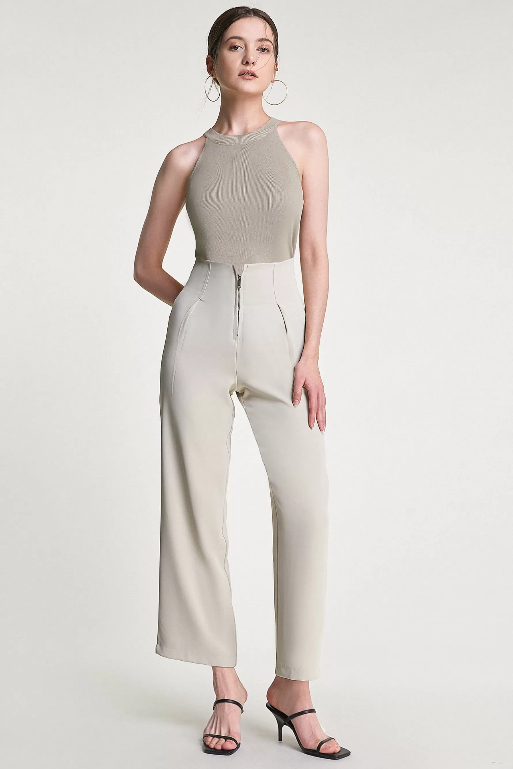 Jingus Zip Front Straight Leg Tailored Pants-J.ING