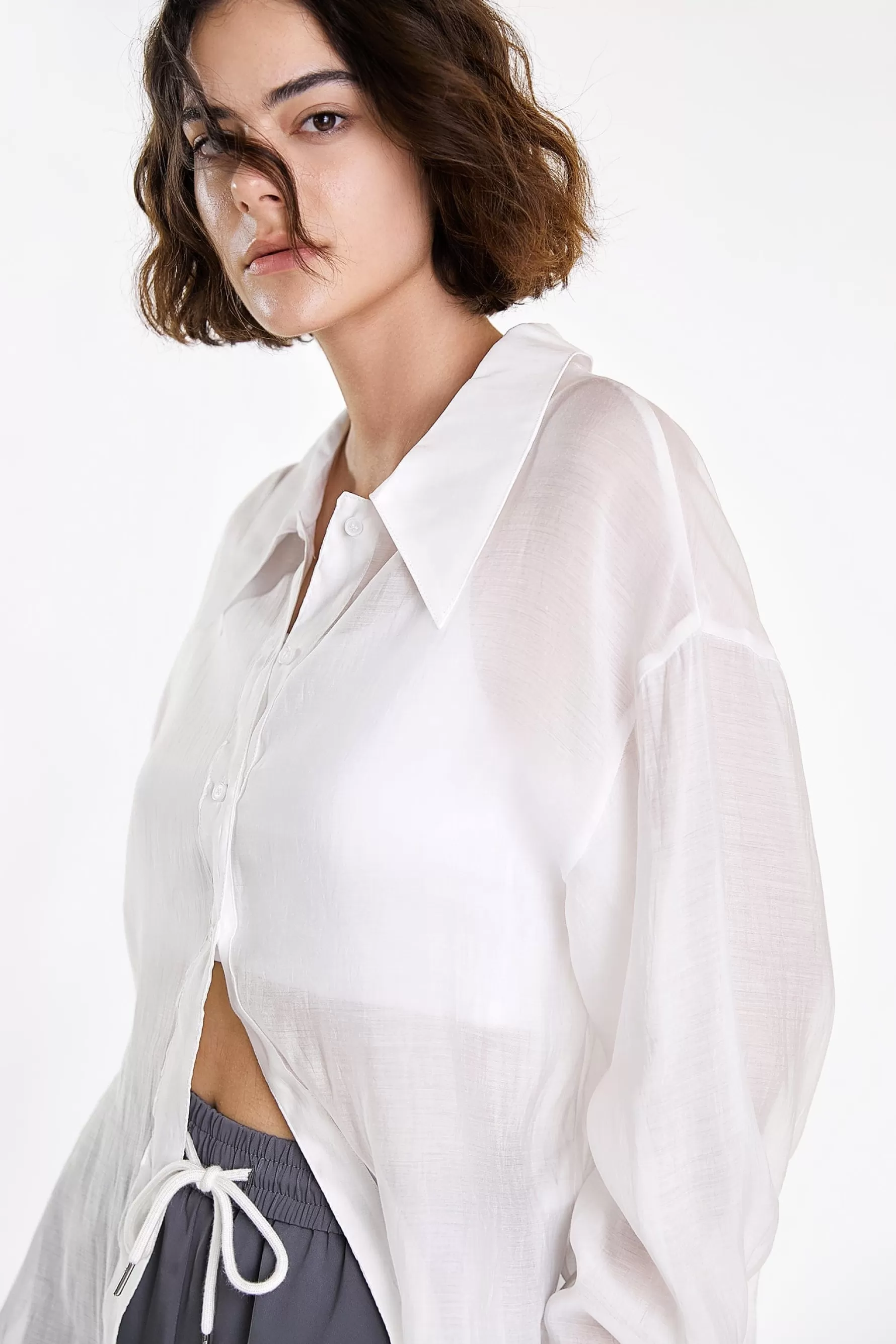 Jingus Button-Up Drop Shoulder Oversized Shirt-J.ING